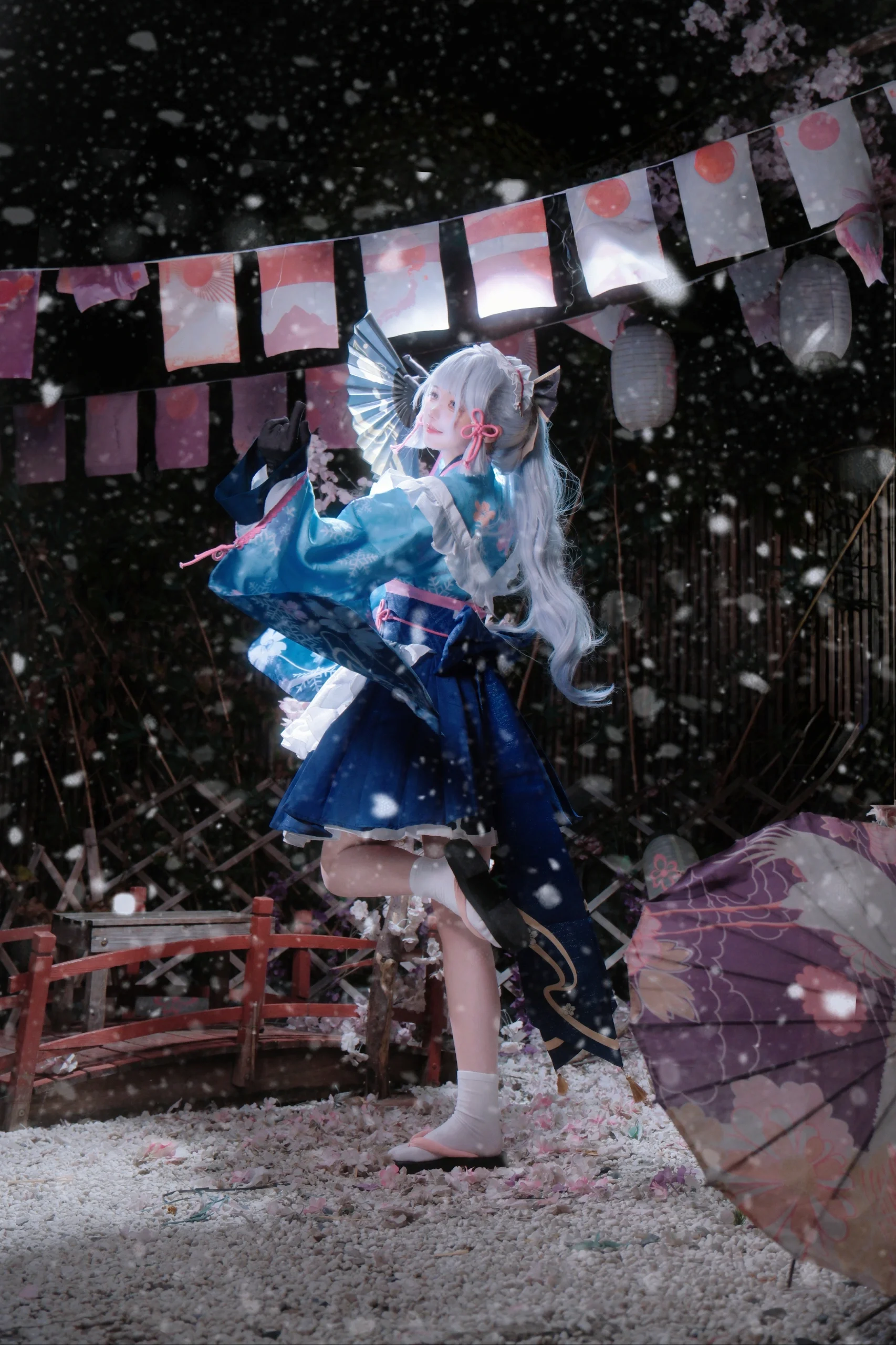 【神里绫华cos】原神中的雪中樱花，造雪机翻车实录 - 第 2 张