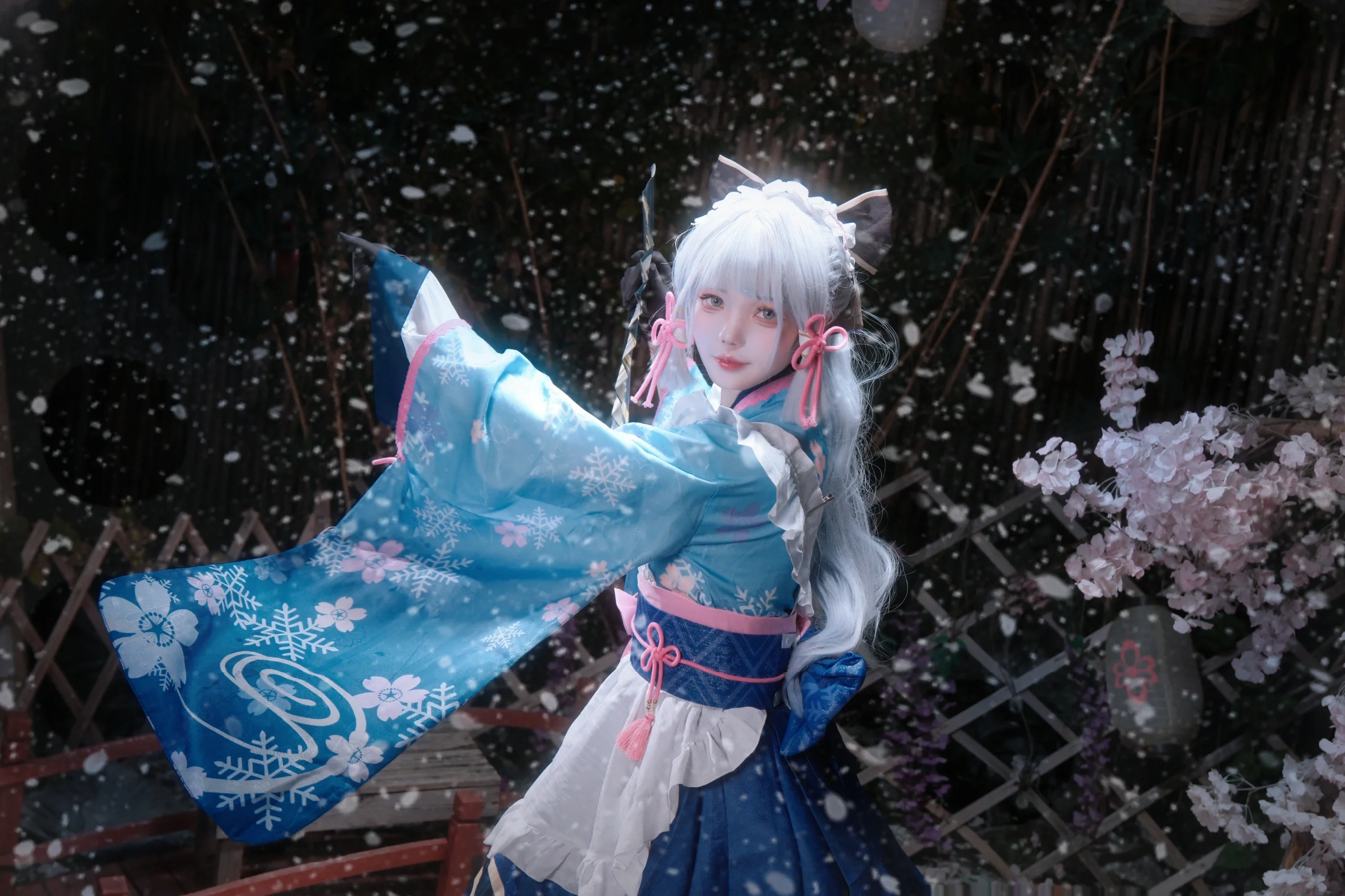 【神里绫华cos】原神中的雪中樱花，造雪机翻车实录 - 第 4 张