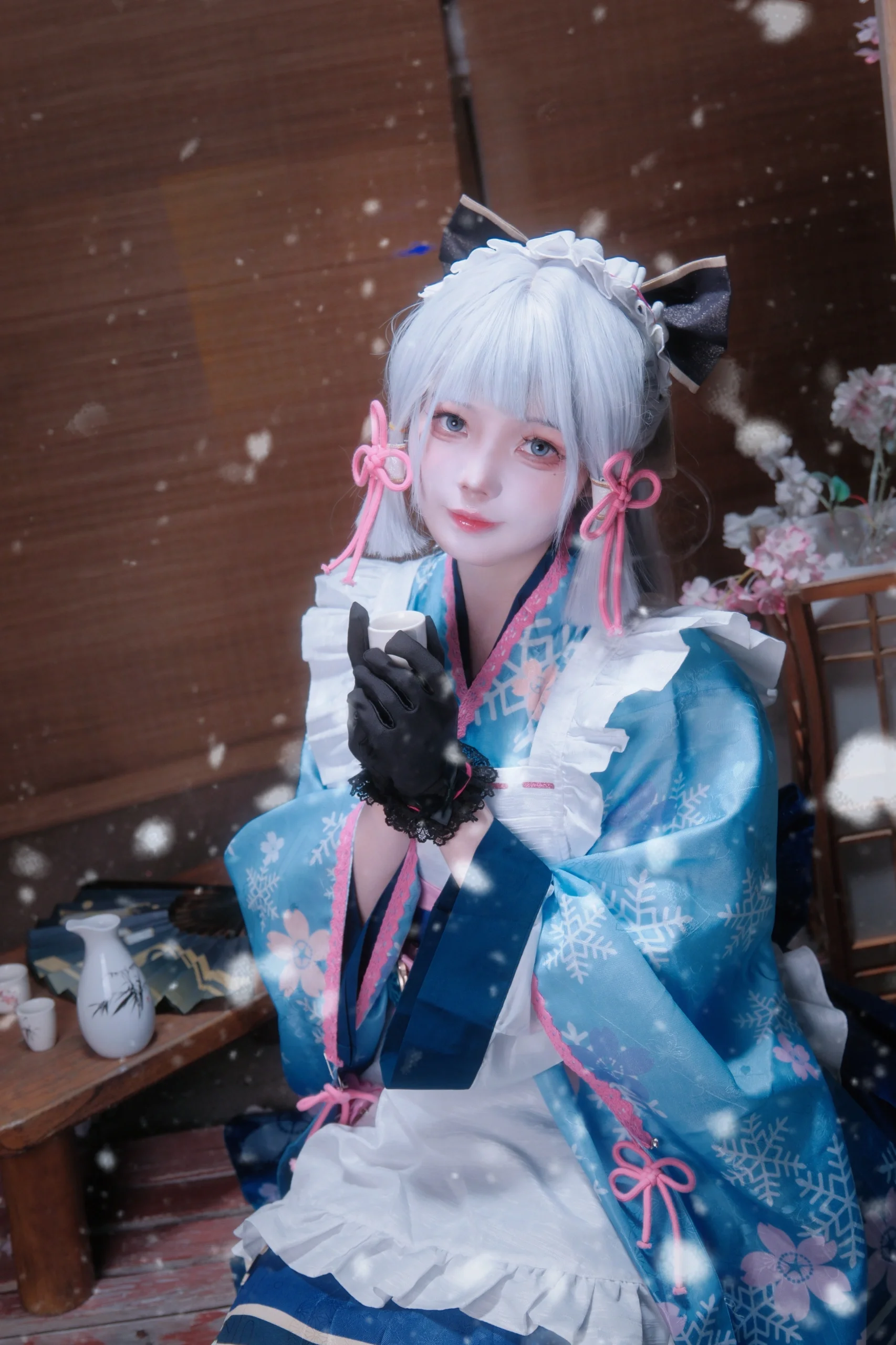 【神里绫华cos】原神中的雪中樱花，造雪机翻车实录 - 第 5 张