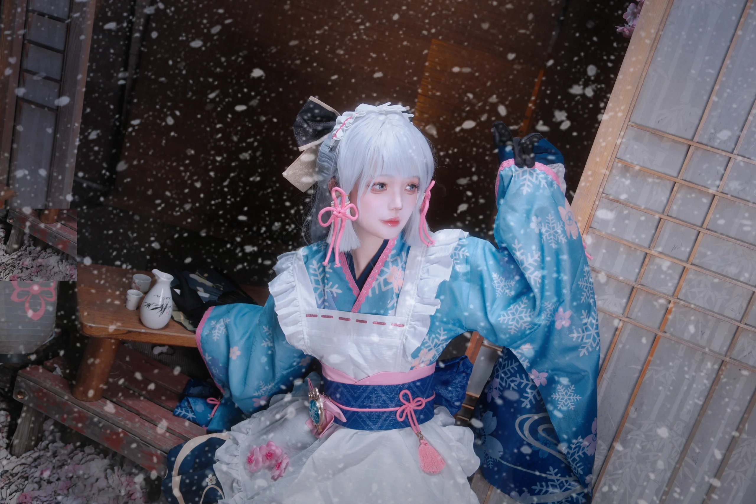 【神里绫华cos】原神中的雪中樱花，造雪机翻车实录 - 第 6 张