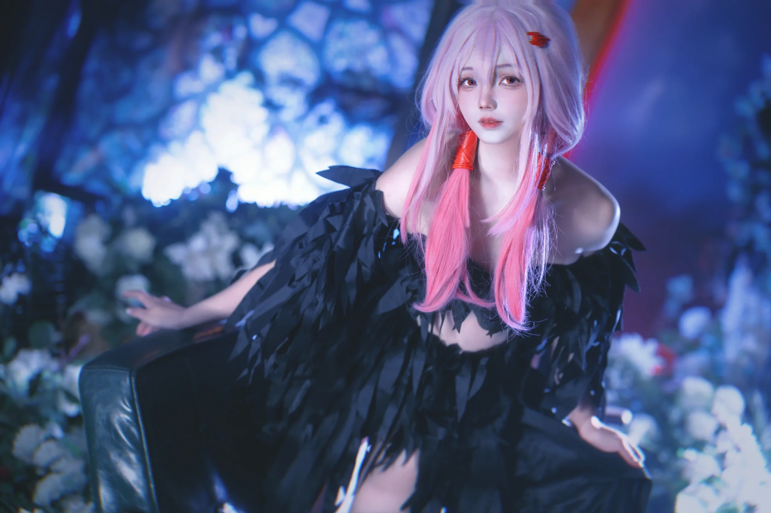 [Yuzuriha Inori cosplay] Black Feathers and White Flowers: The Nostalgic Impact of the Episode 1 MV - Image 7