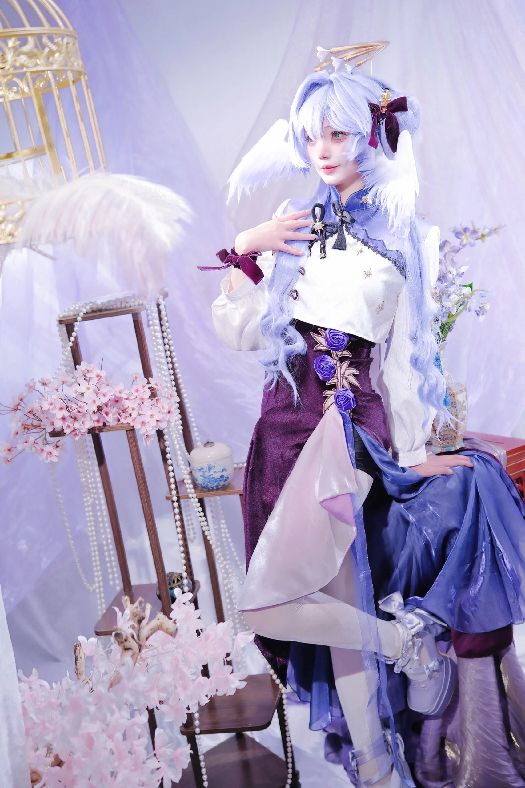 【知更鸟cos】中华风下的羽翼，于紫意中捕捉灵动 - 第6张