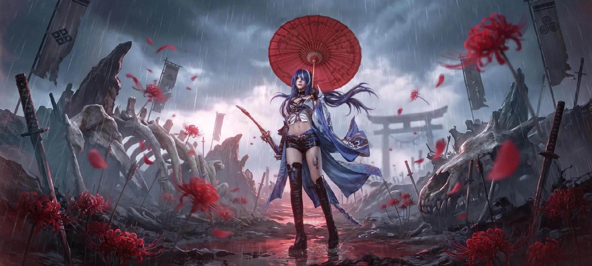 【黄泉cos】彼岸花海中的红伞与长刀 - 第 4 张