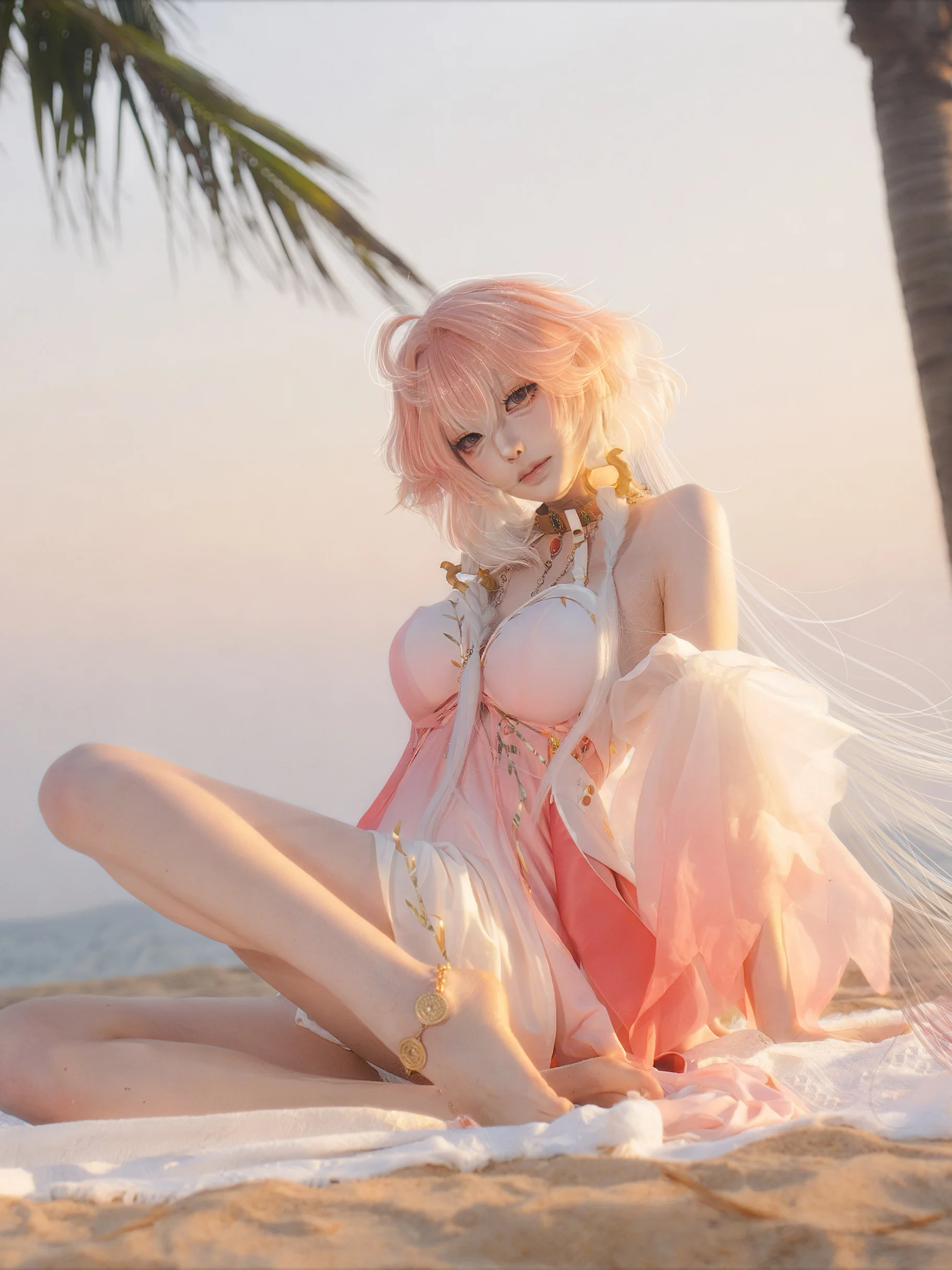 【长离cos】鸣潮海滩边的浅粉夏日，海风与白沙 - 第 1 张