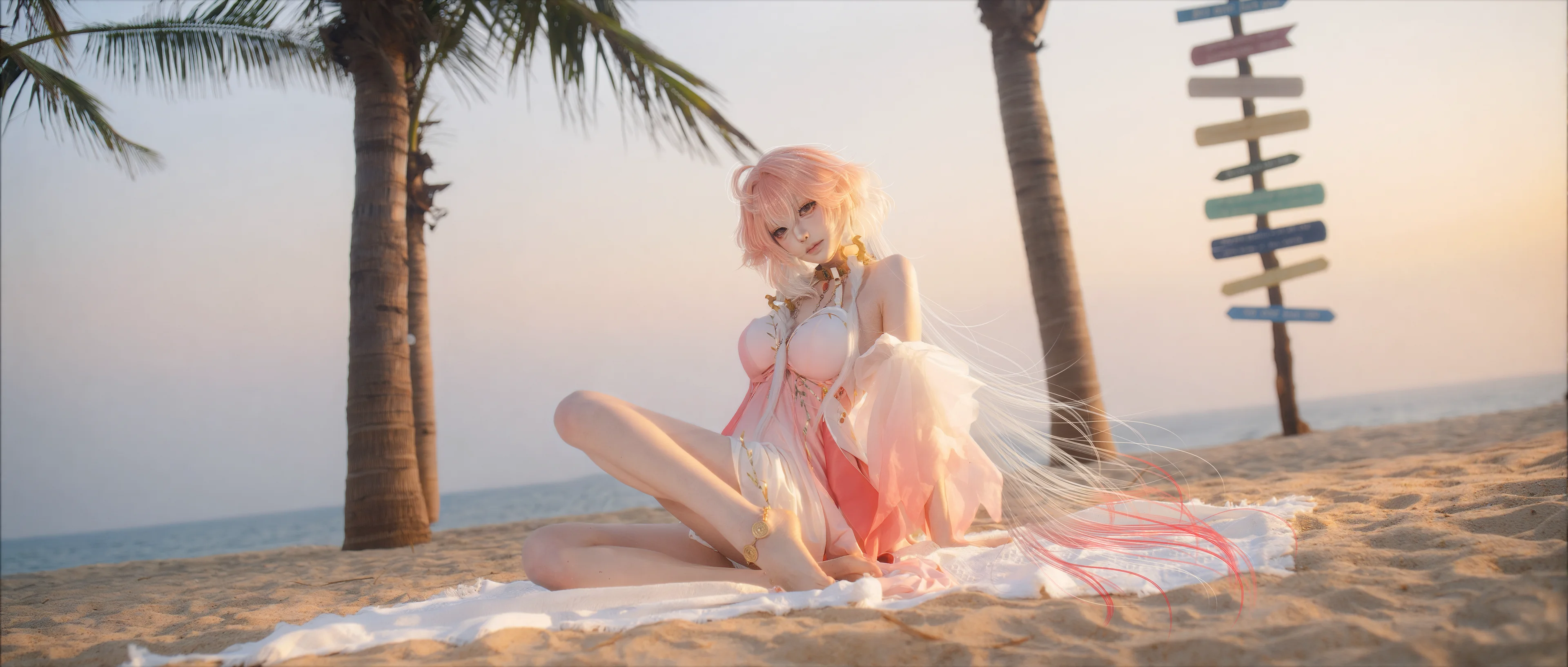 【长离cos】鸣潮海滩边的浅粉夏日，海风与白沙 - 第 3 张