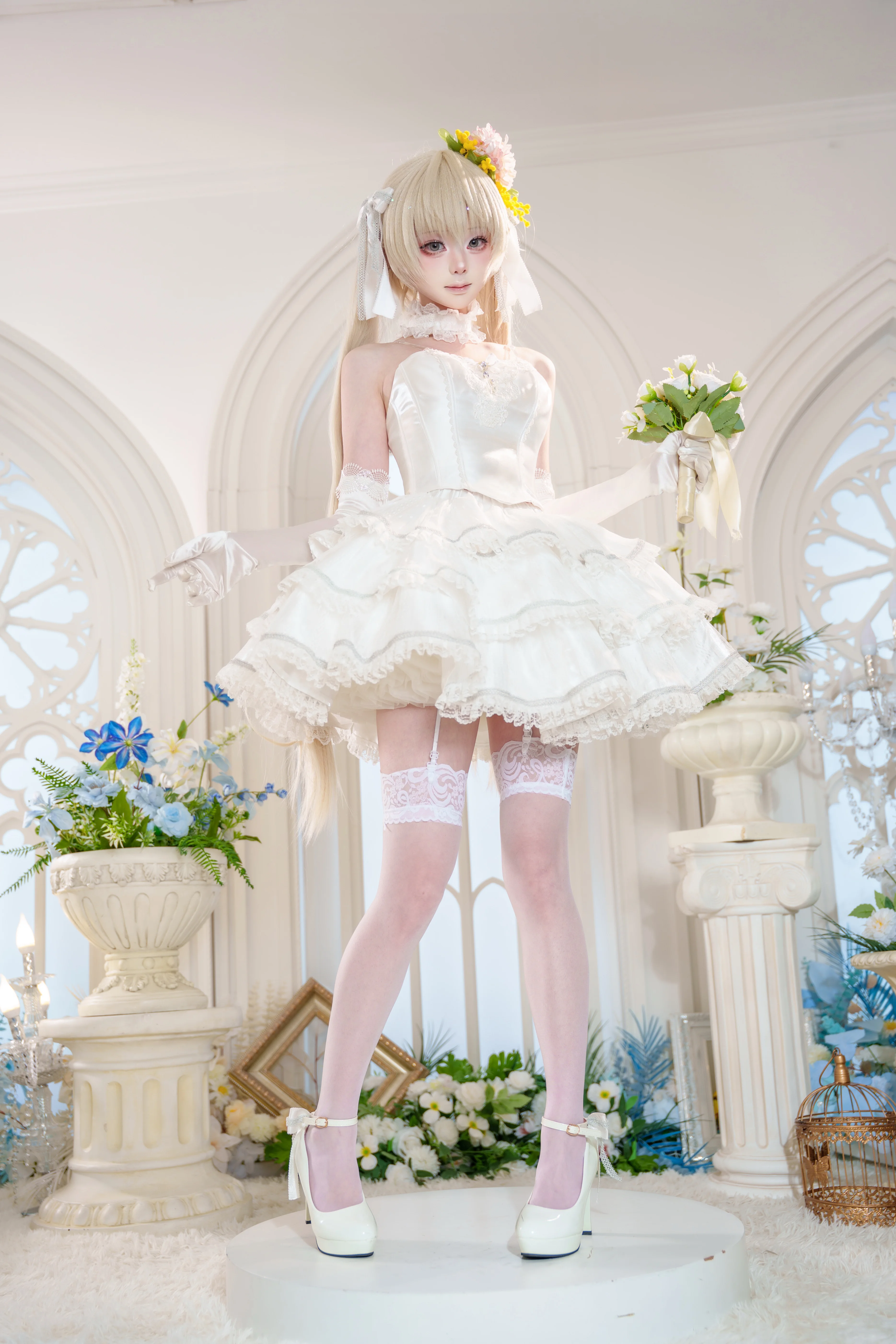 【春日野穹cos】纯白花嫁，在钢琴声中沉沦 - 第4张