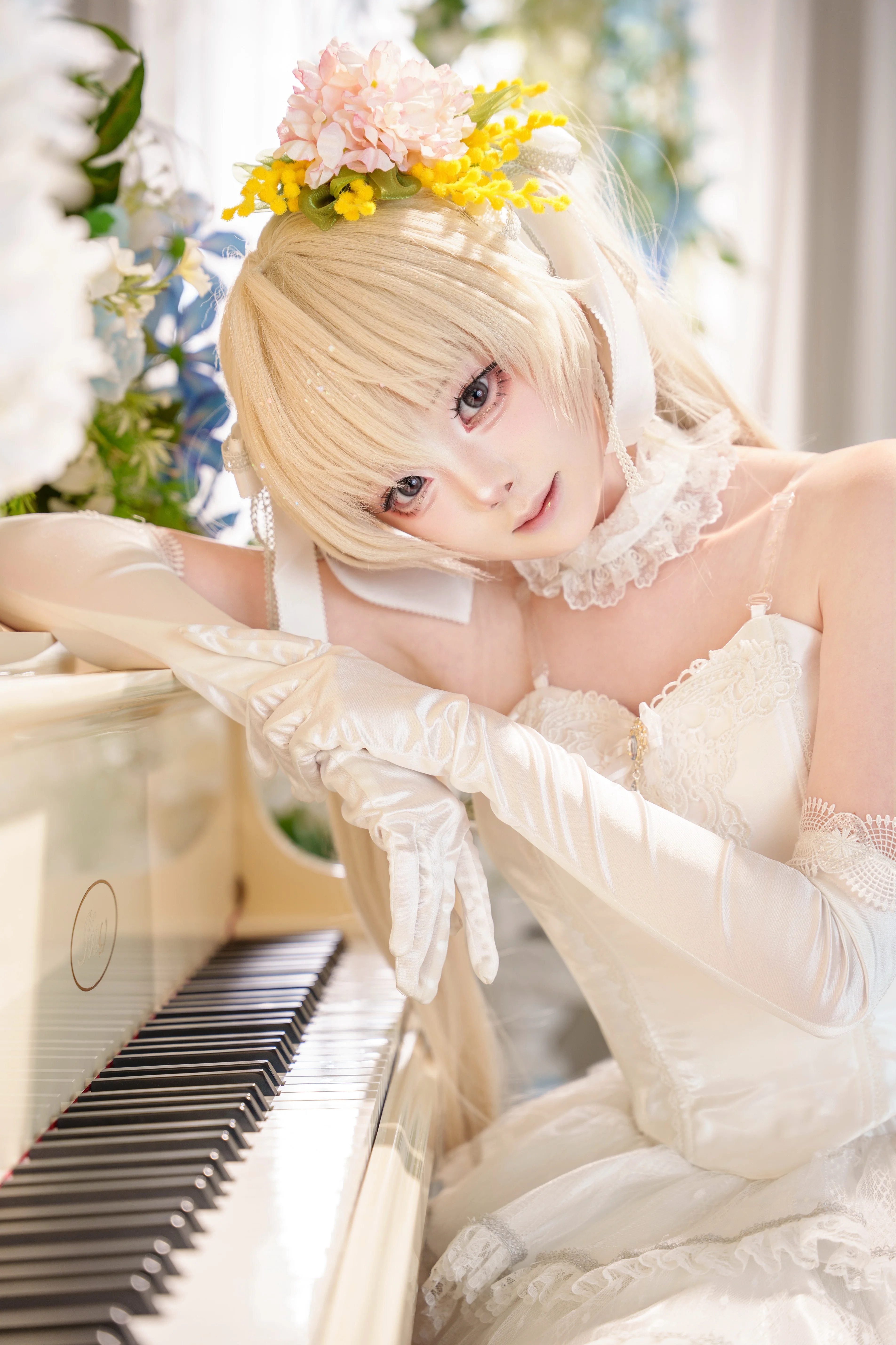 [Kasugano Sora cosplay] Pure White Bride and a Quiet Afternoon by the Piano - Image 5