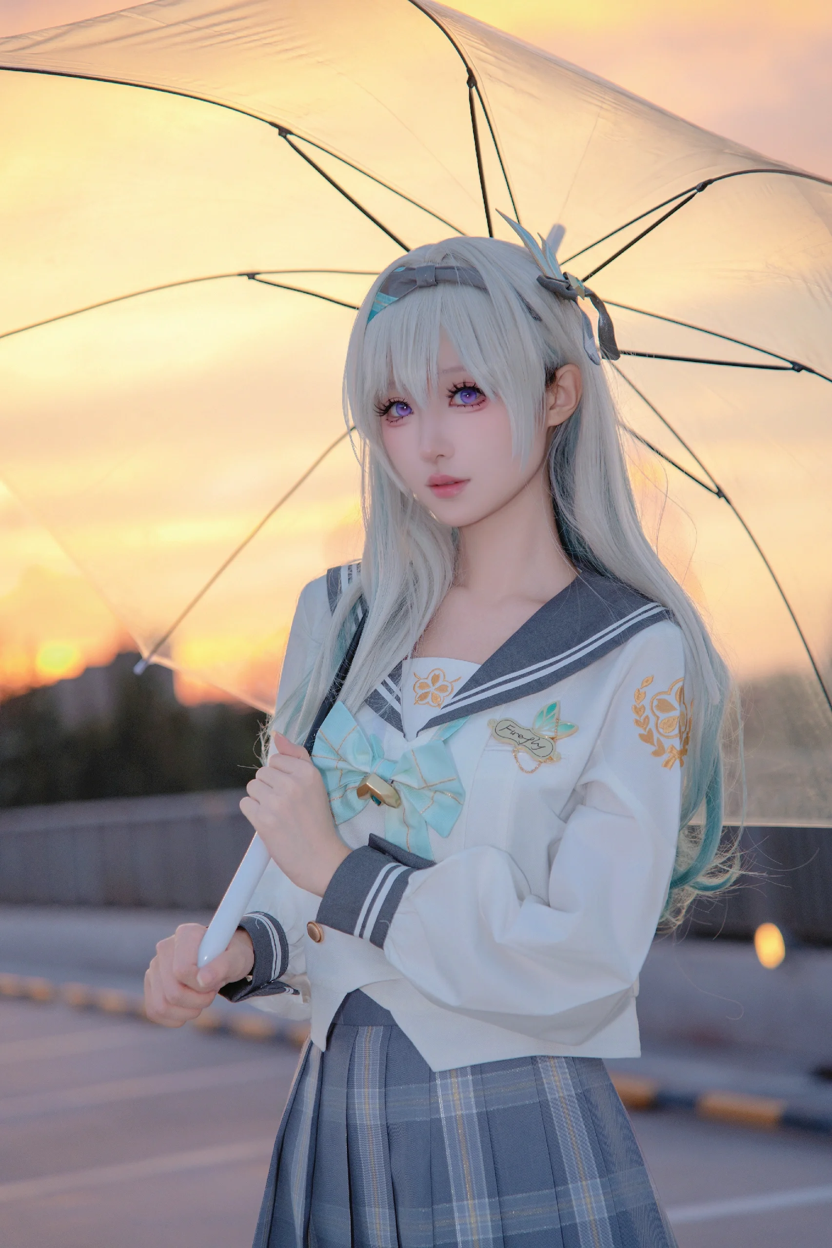 【流萤cos】在黄昏天台，撑起透明的伞
