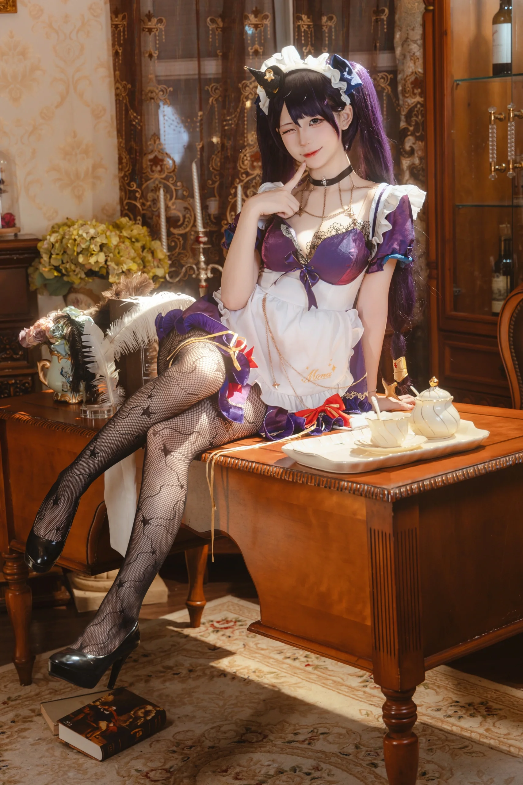 【莫娜cos】原神占星術士的女僕復古老宅寫真 - 第 7 張