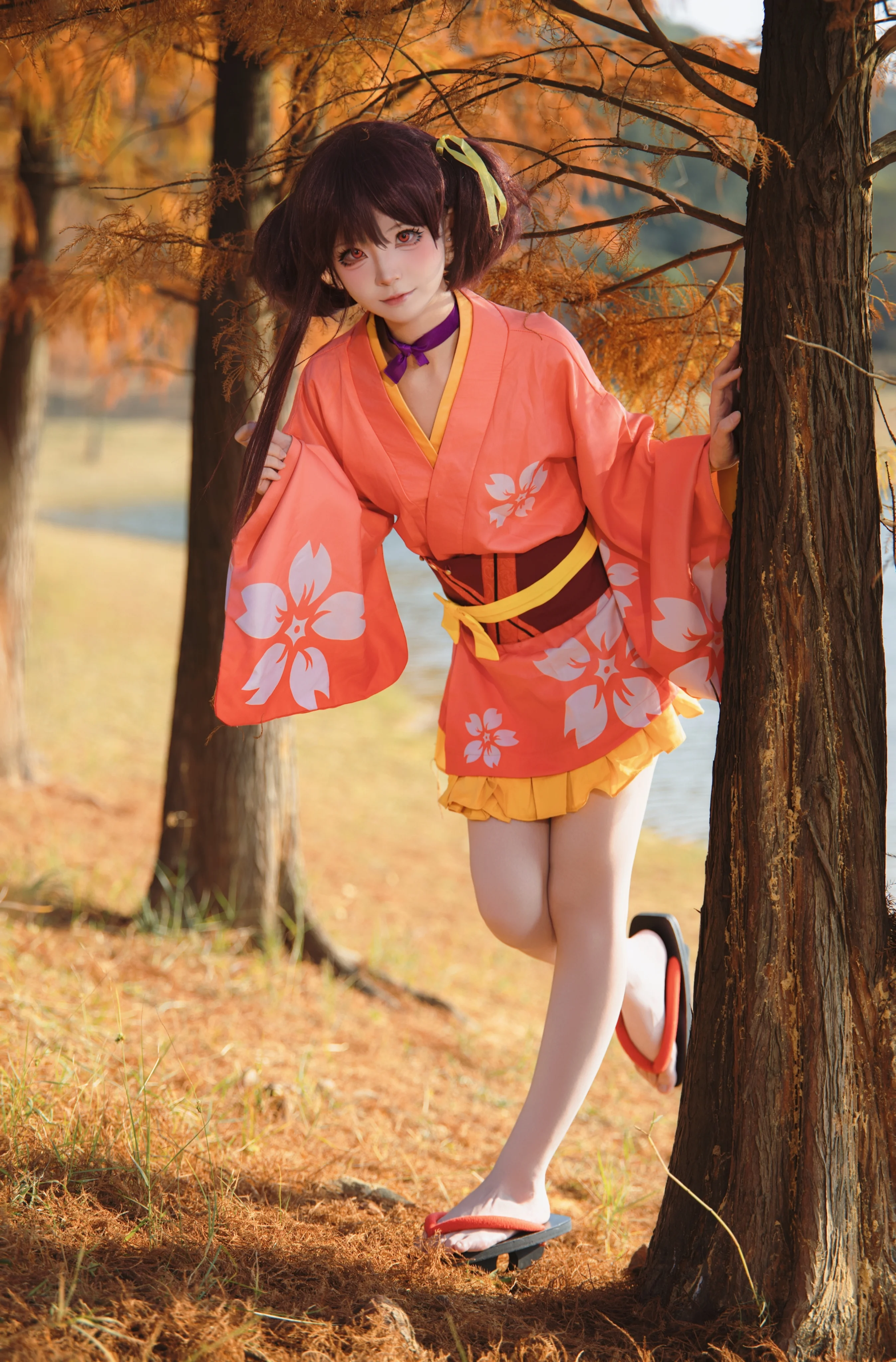 【無名 コスプレ】甲鉄城のカバネリ、秋の林間に佇む和風少女 - 2 枚目