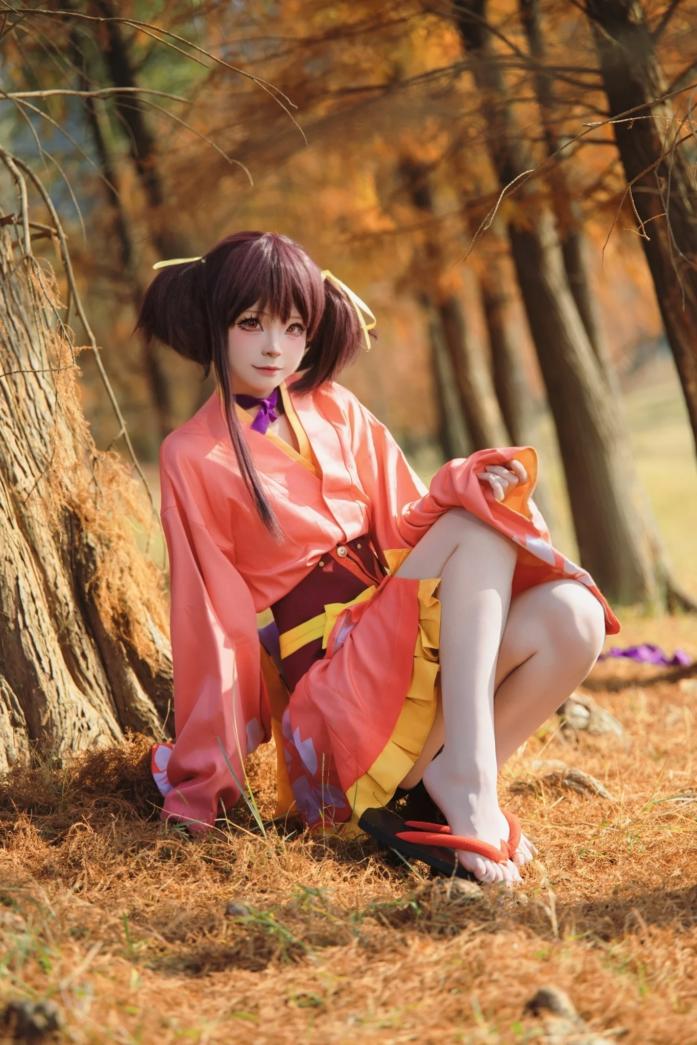 【無名 コスプレ】甲鉄城のカバネリ、秋の林間に佇む和風少女 - 4 枚目
