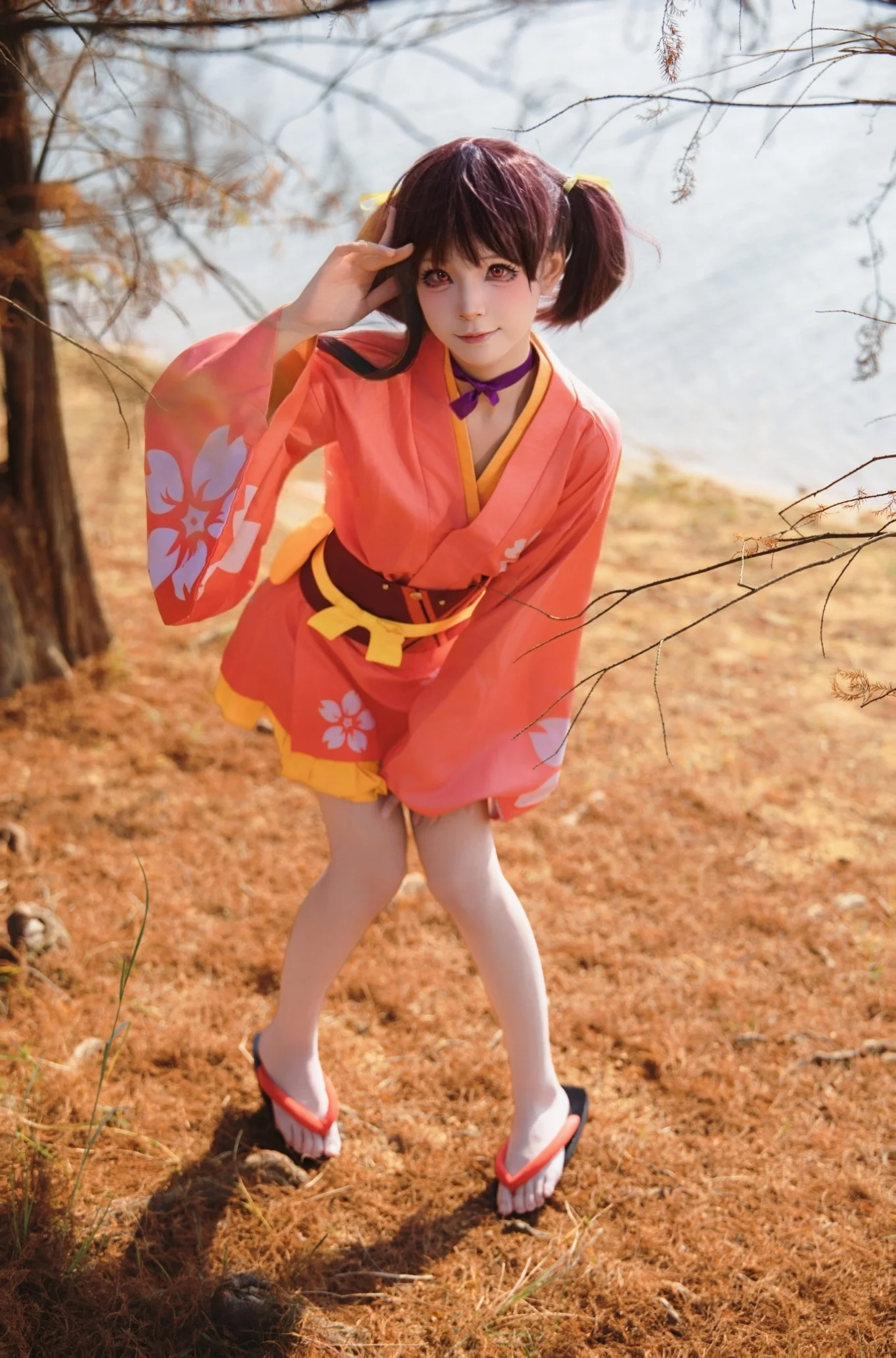 【無名 コスプレ】甲鉄城のカバネリ、秋の林間に佇む和風少女 - 5 枚目