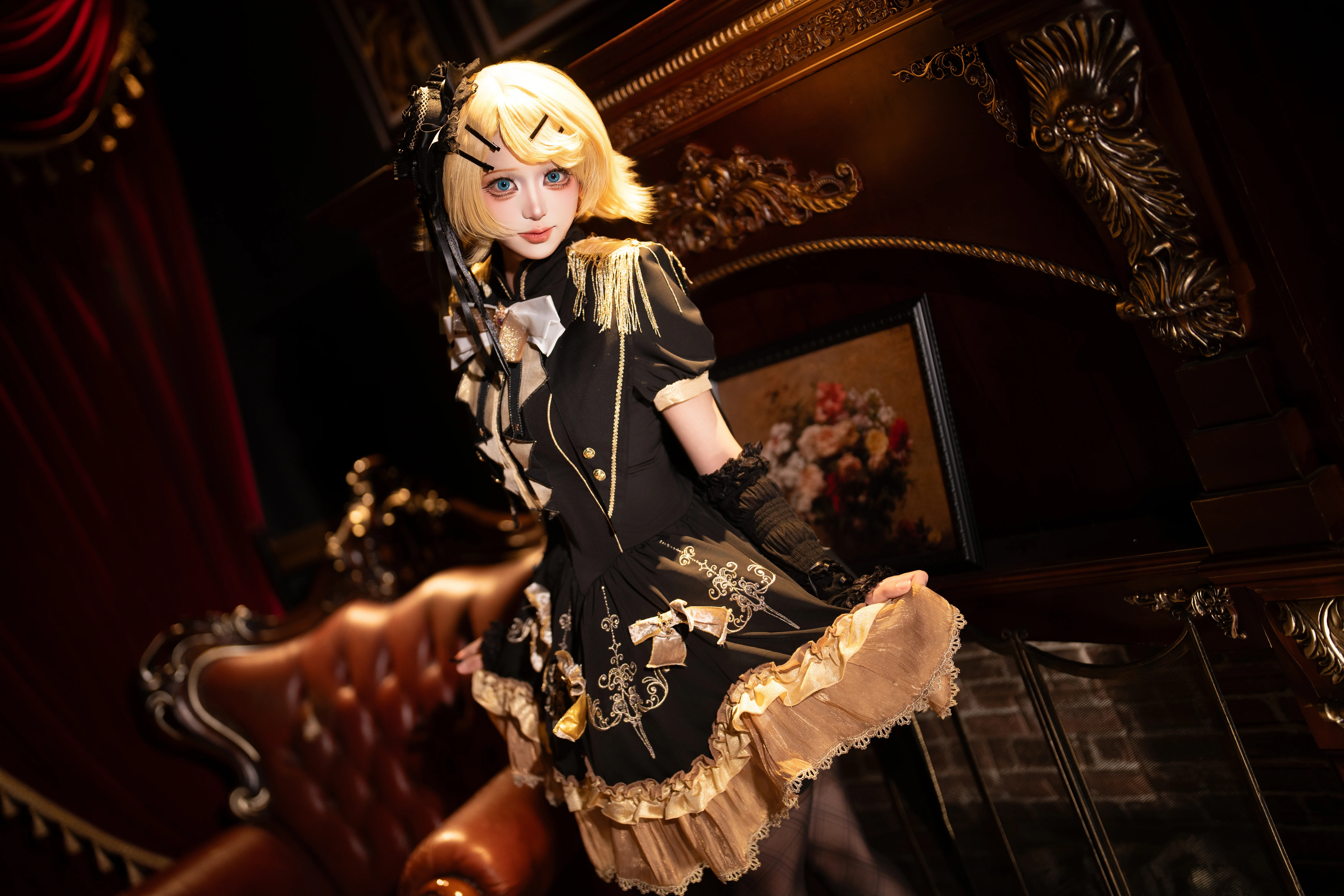 【鏡音リンコスプレ】黒金配色のロリータで魅せる、レトロで優雅な雰囲気 - 3 枚目