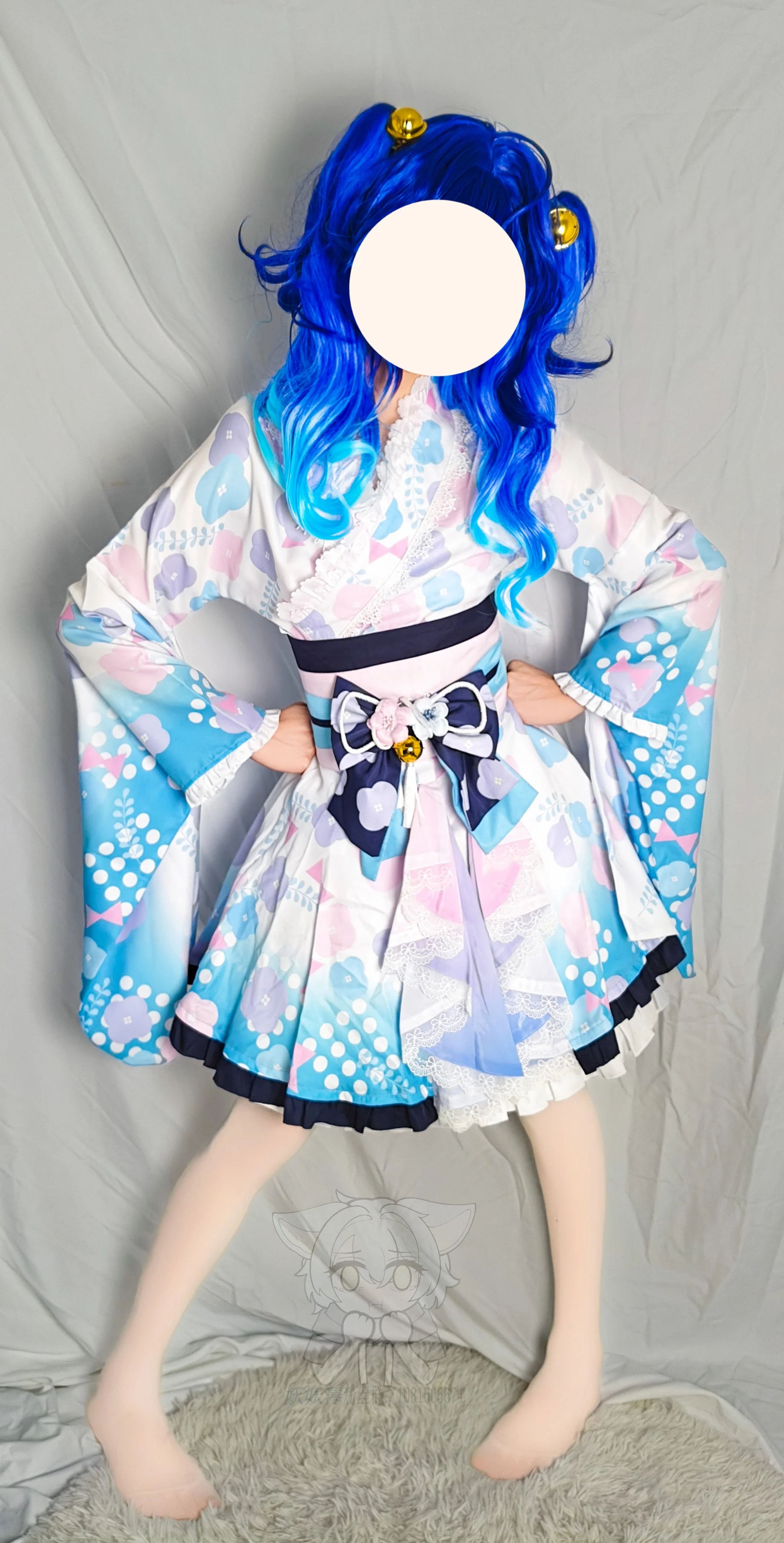 【天宮こころコスプレ】和風異色、青いツインテールと鈴