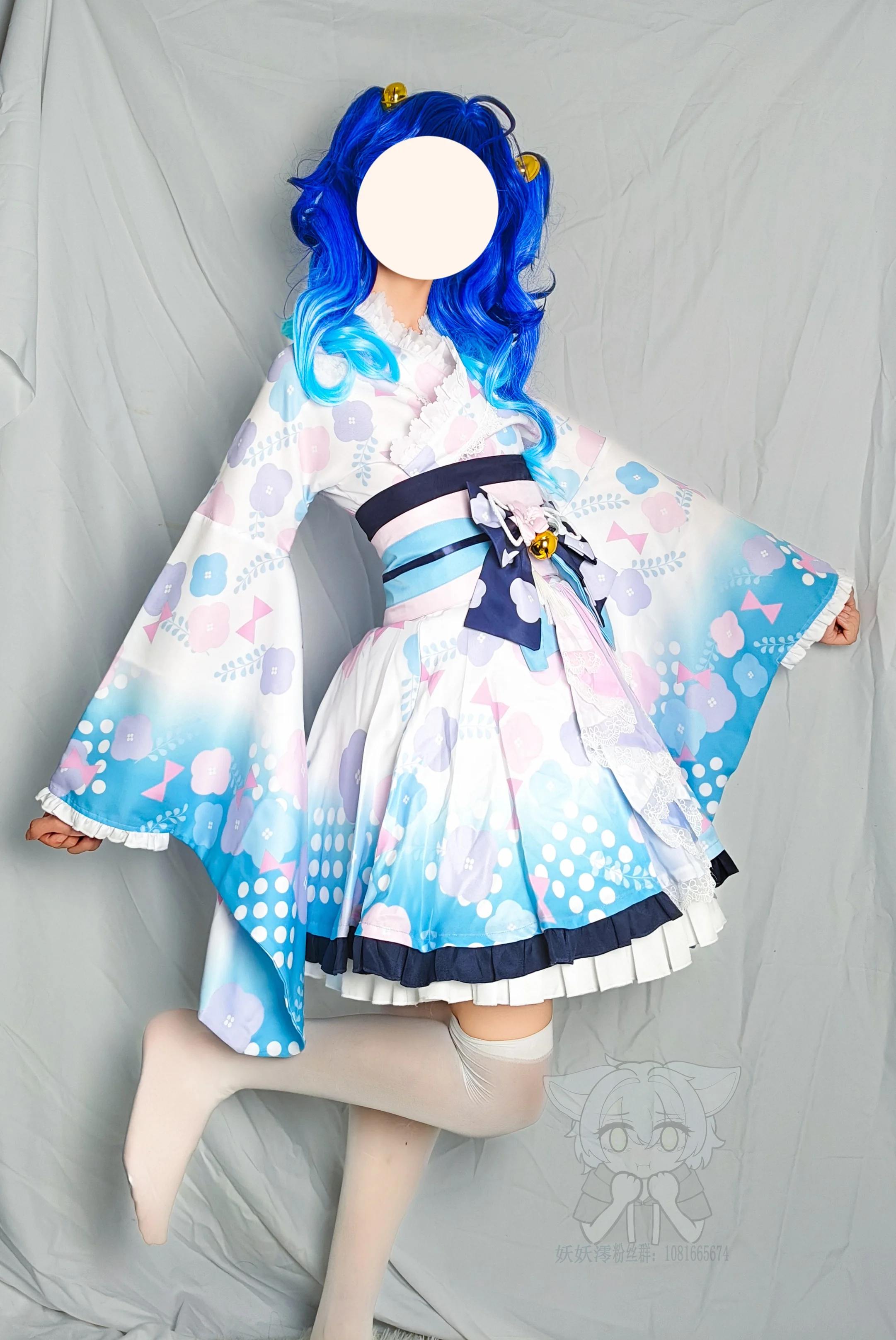 【天宮こころコスプレ】和風異色、青いツインテールと鈴 - 3 枚目