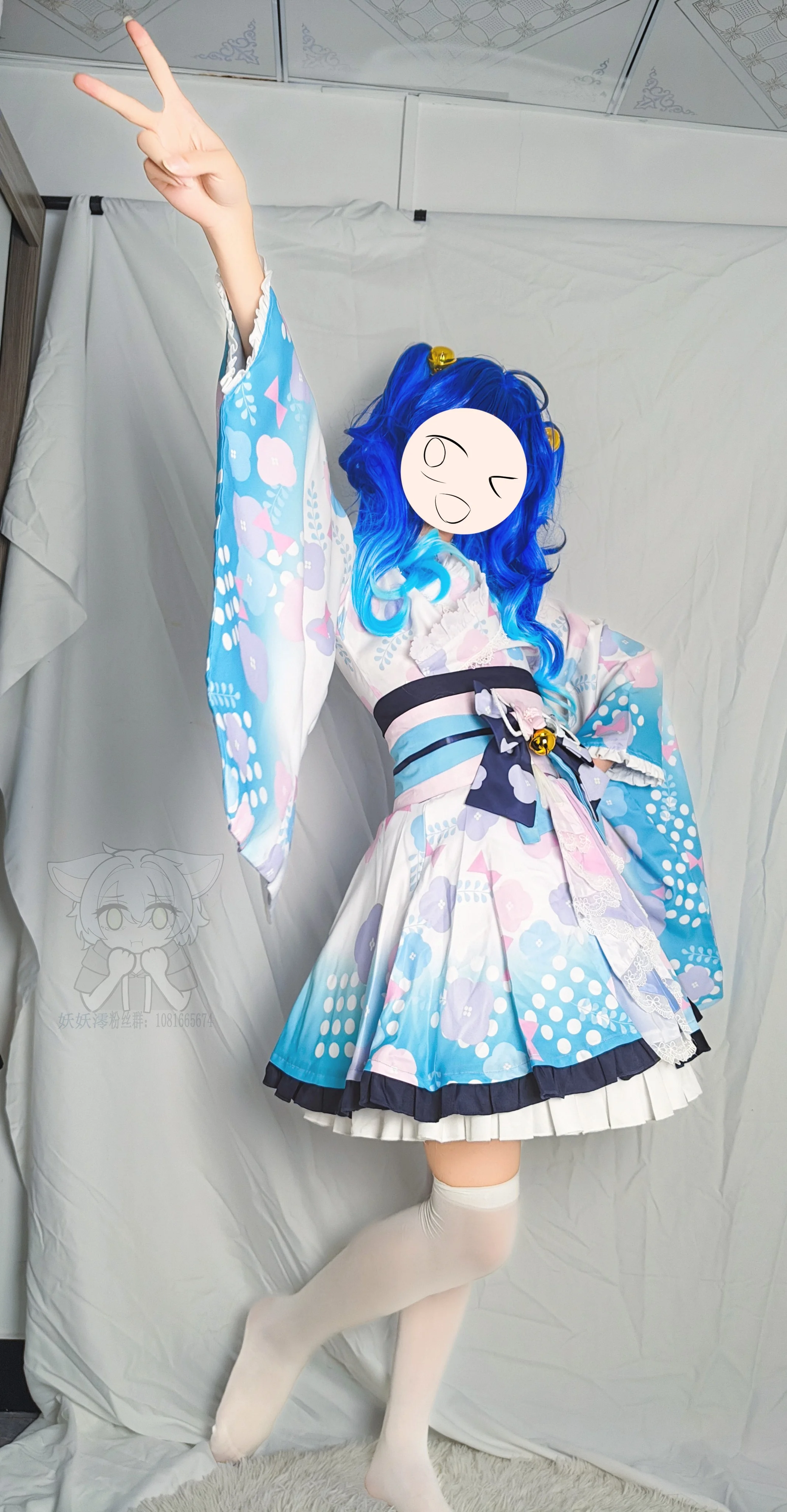【天宮こころコスプレ】和風異色、青いツインテールと鈴 - 4 枚目