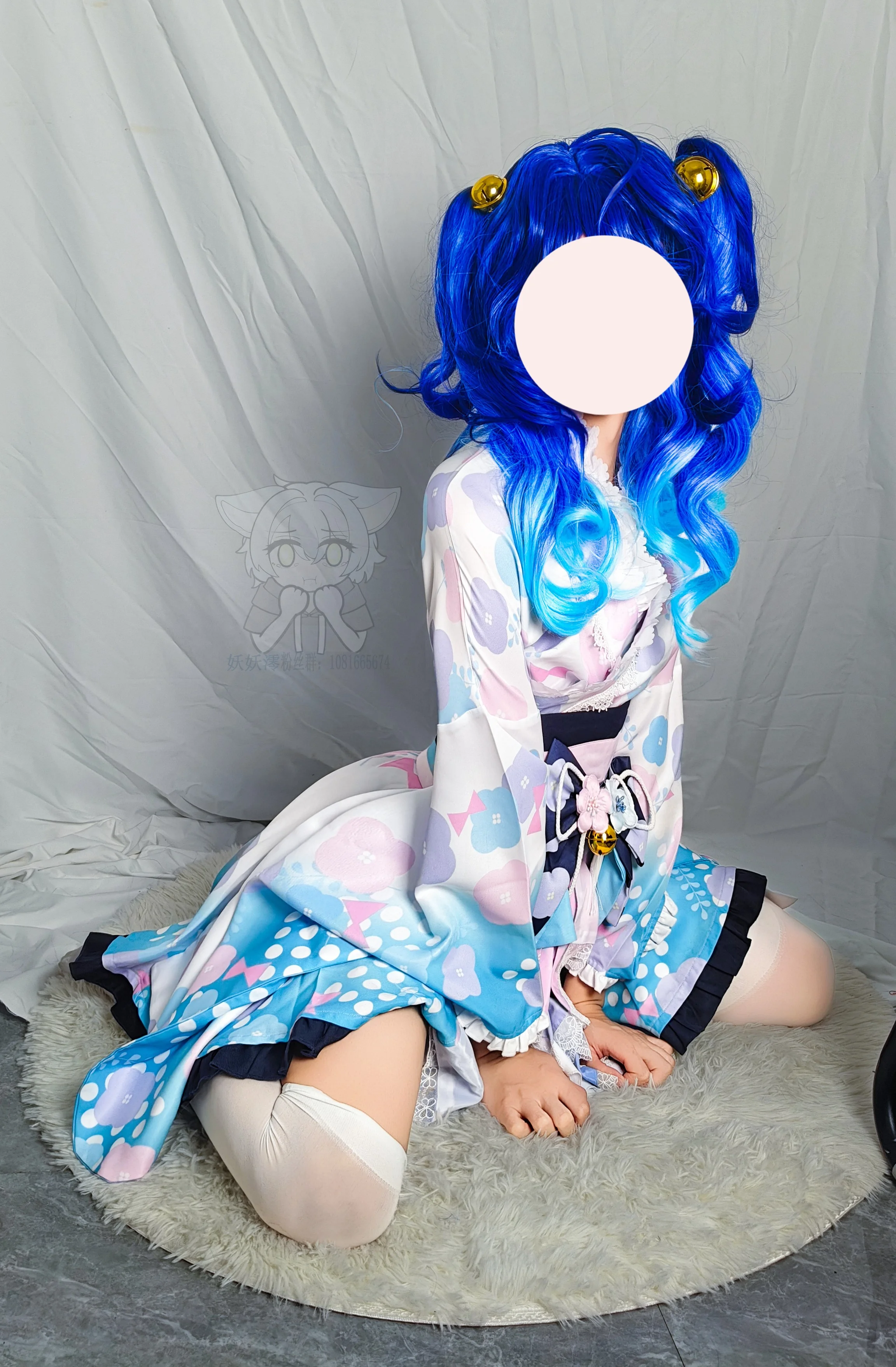 【天宮こころコスプレ】和風異色、青いツインテールと鈴 - 5 枚目