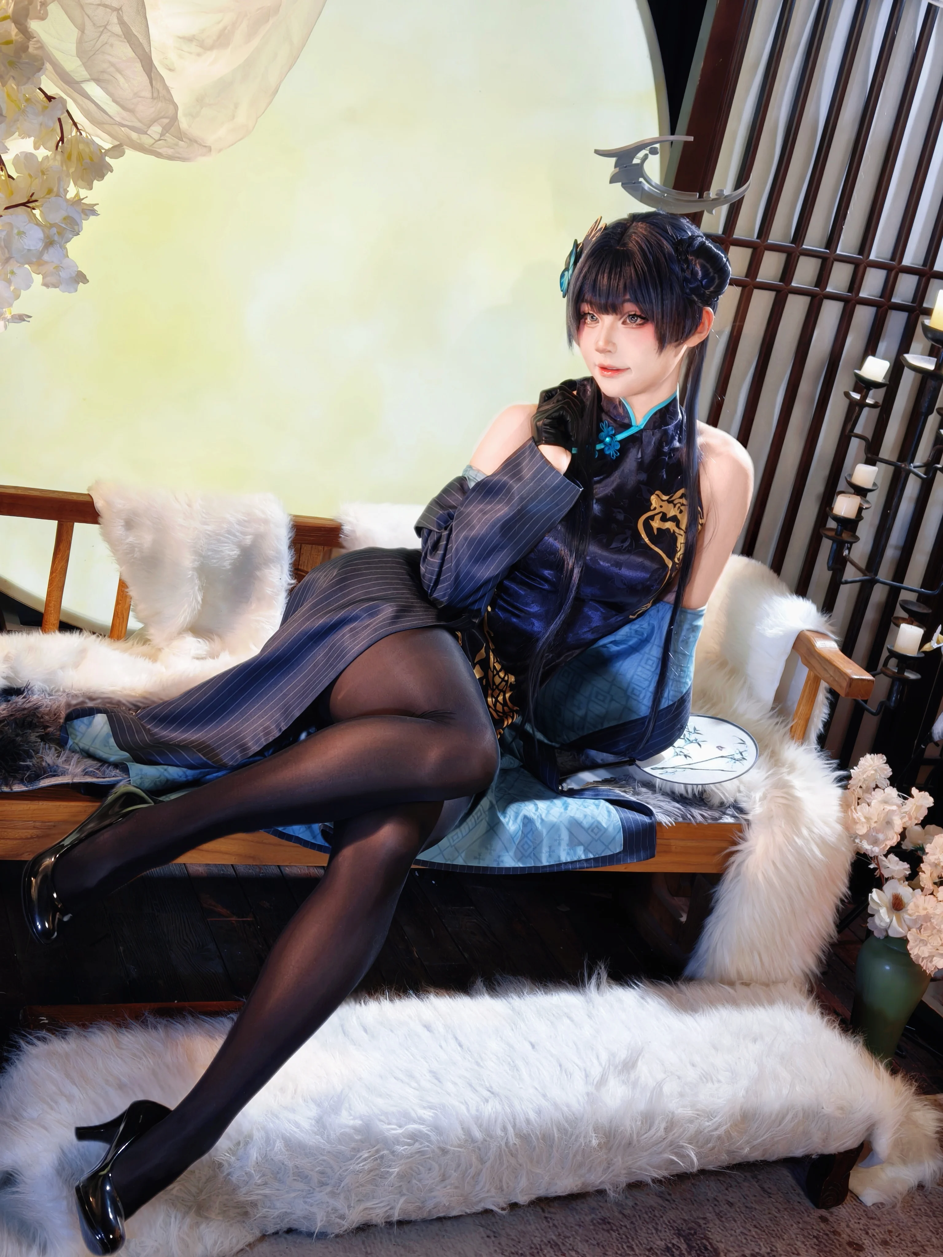 【龙华妃咲cos】蔚蓝档案中旗袍少女的二次元震撼 - 第5张