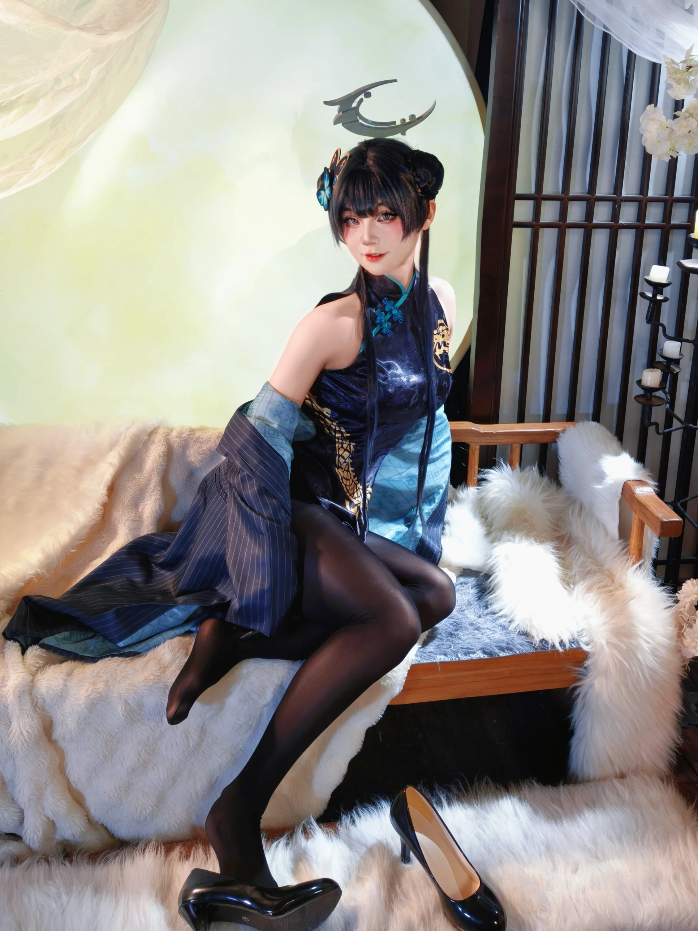 【龙华妃咲cos】蔚蓝档案中旗袍少女的二次元震撼 - 第6张
