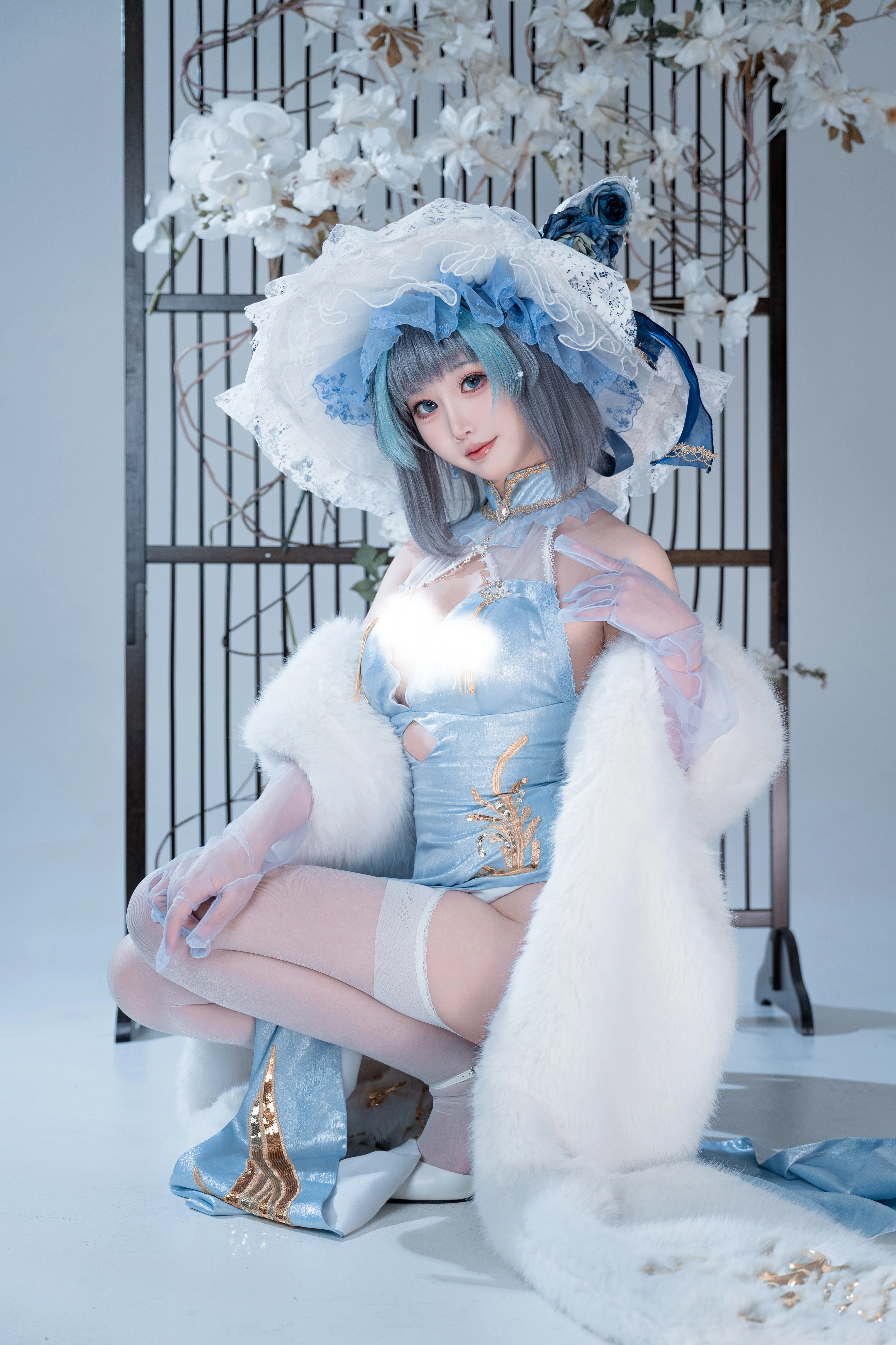 【柴郡cos】碧藍航線的藍白旗袍，優雅與俏皮我全都要 - 第 2 張