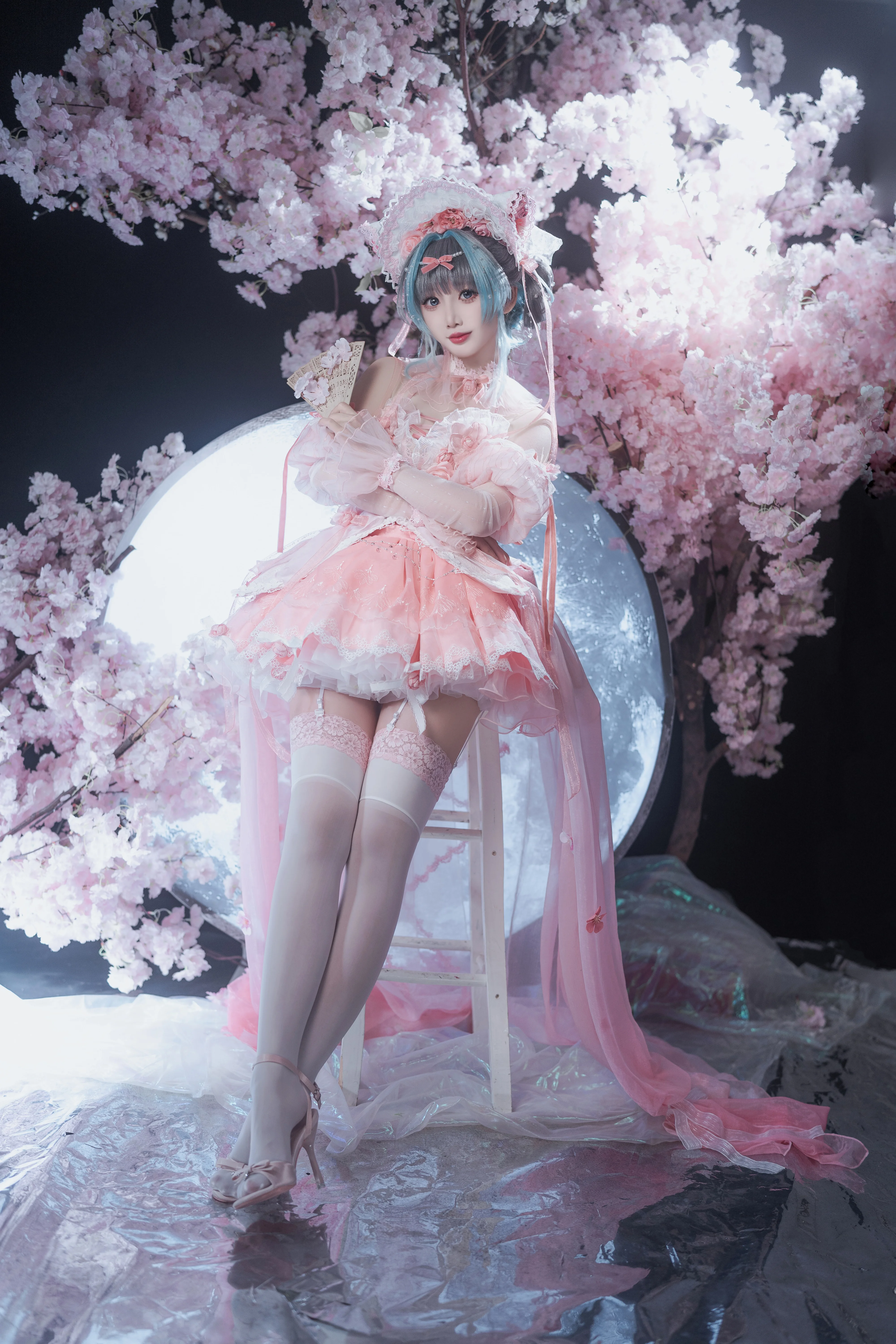 【柴郡cos】碧蓝航线的粉色梦幻，与樱花月影共舞 - 第 1 张