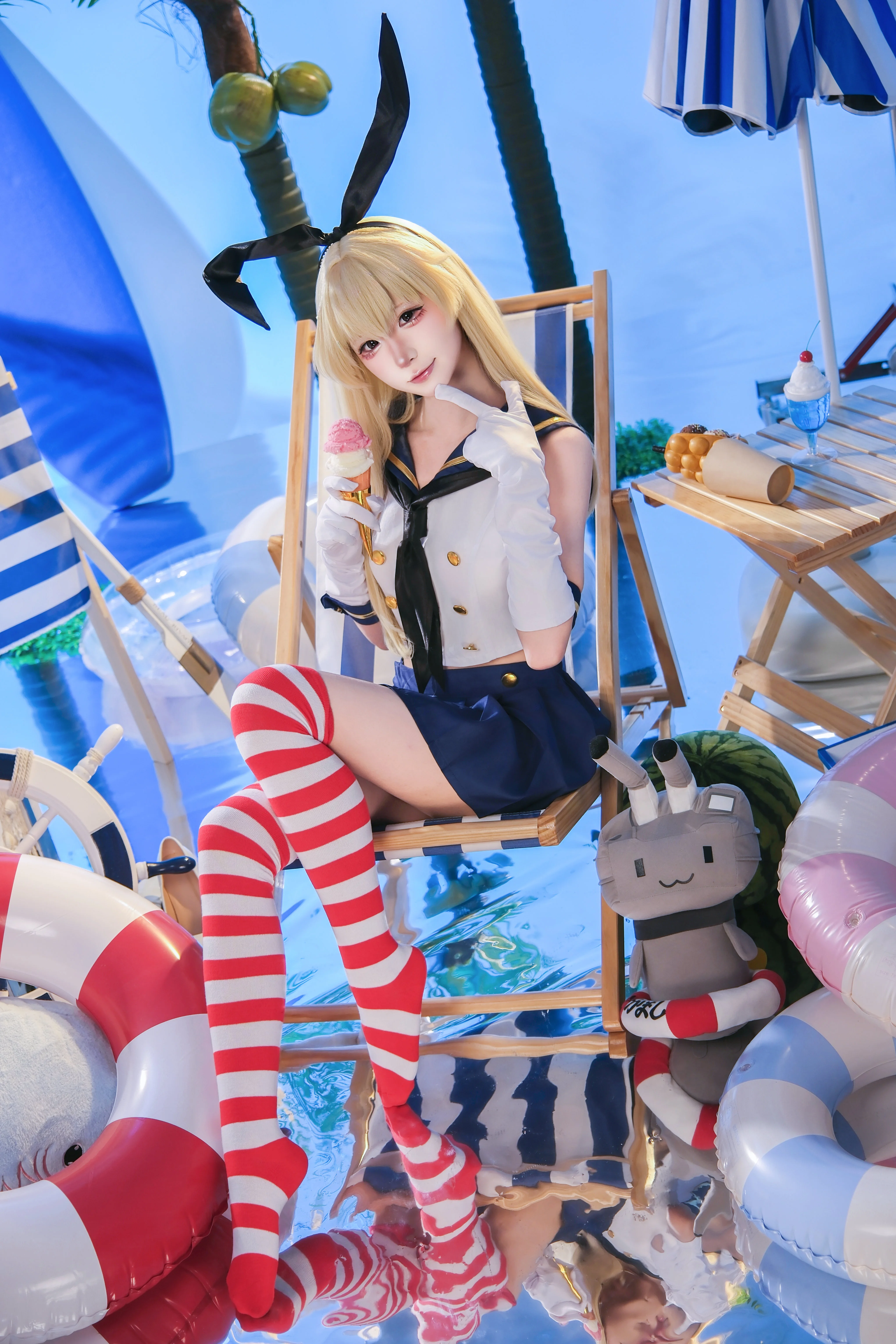 【岛风cos】舰队collection 泳装派对，一起去玩水吧 封面