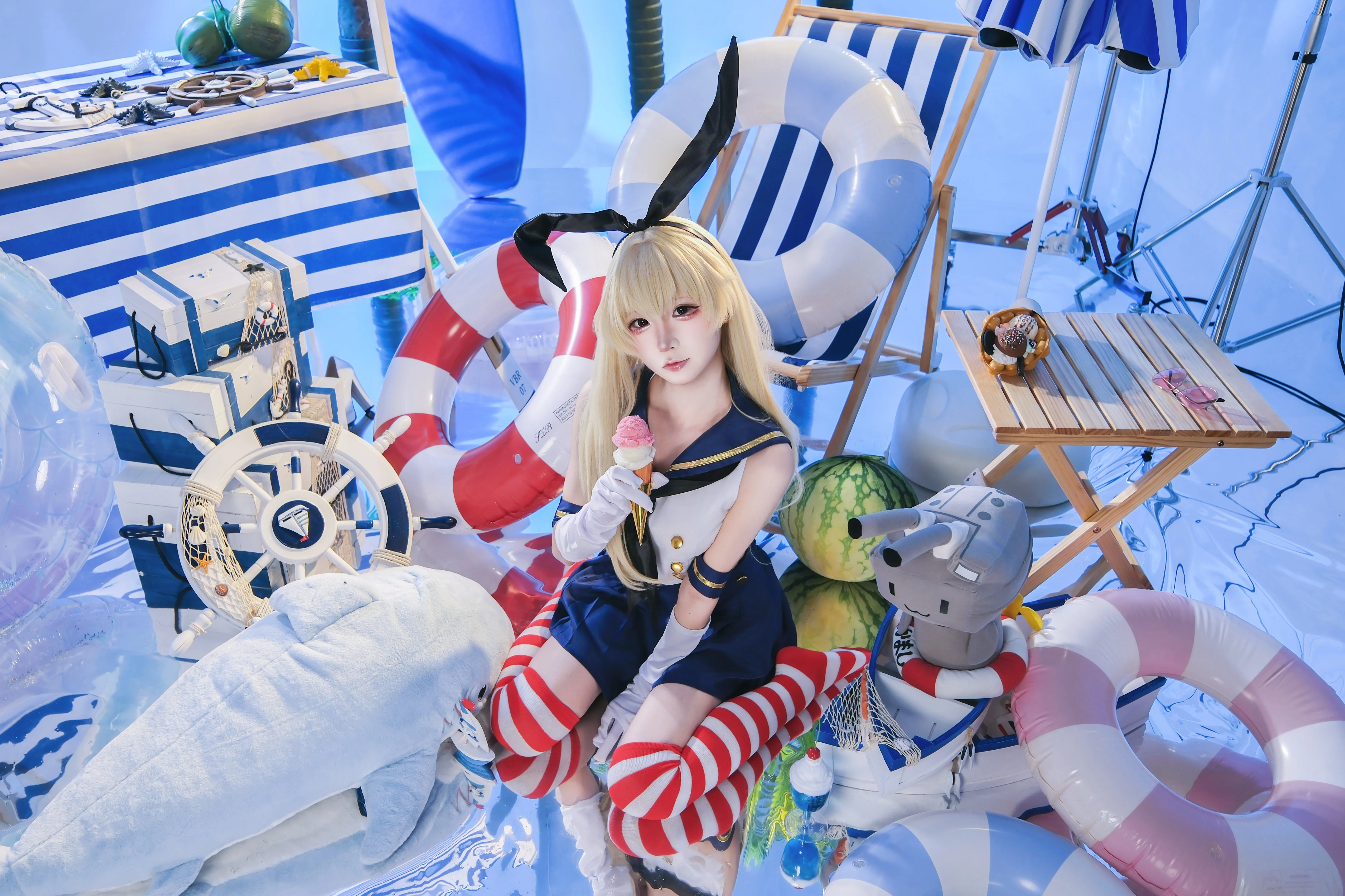【岛风cos】舰队collection 泳装派对，一起去玩水吧 - 第2张