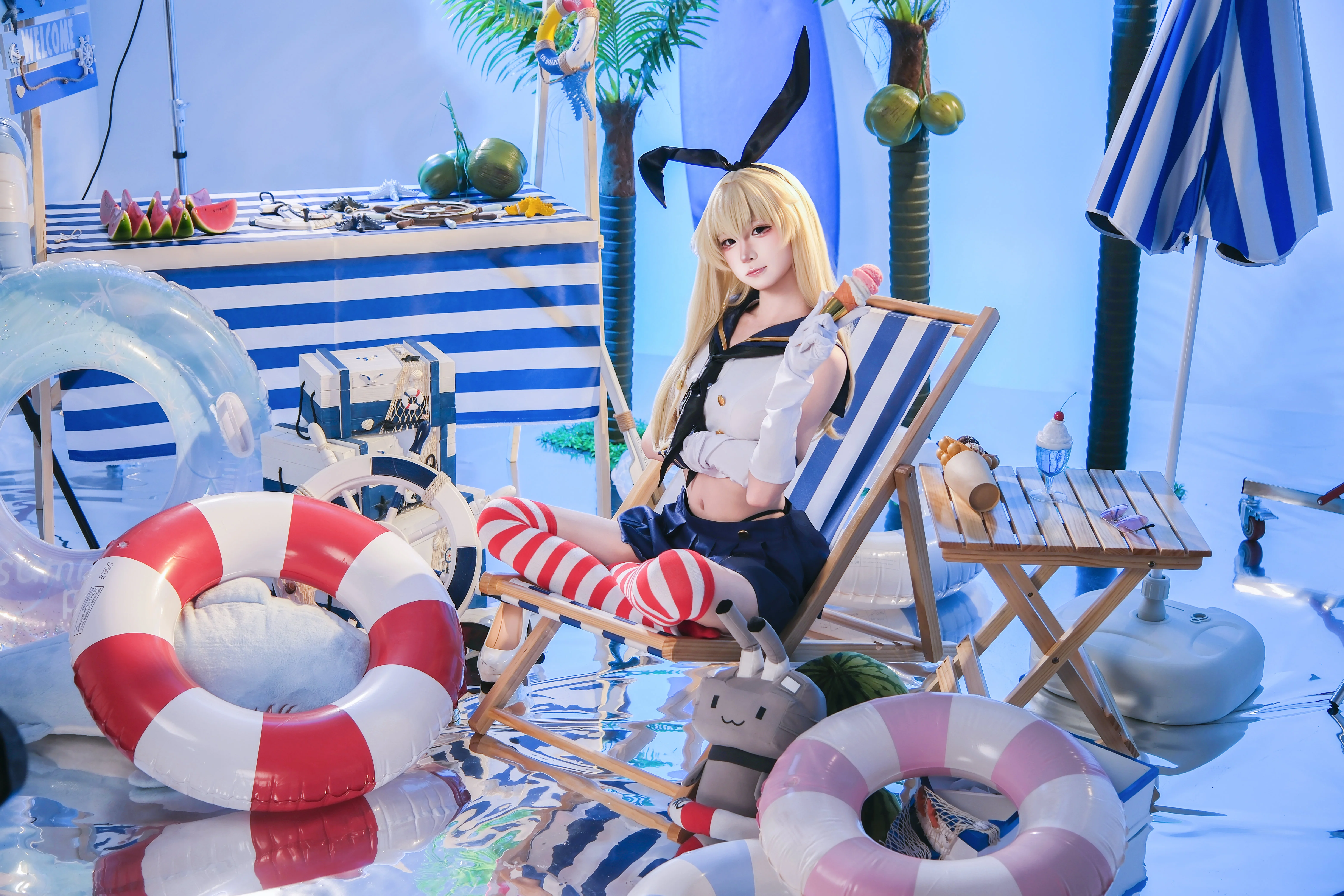 【岛风cos】舰队collection 泳装派对，一起去玩水吧 - 第3张
