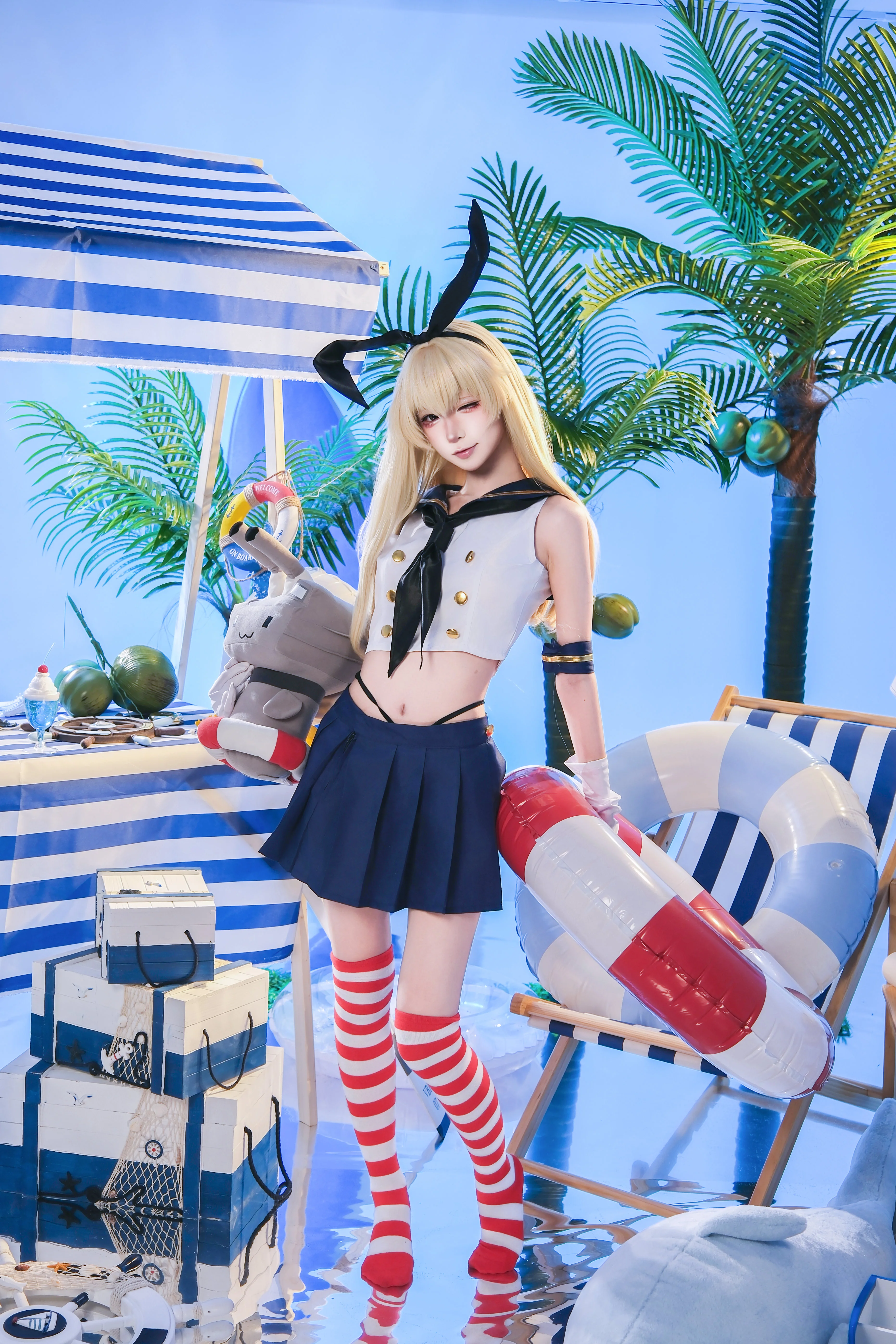 【岛风cos】舰队collection 泳装派对，一起去玩水吧 - 第4张