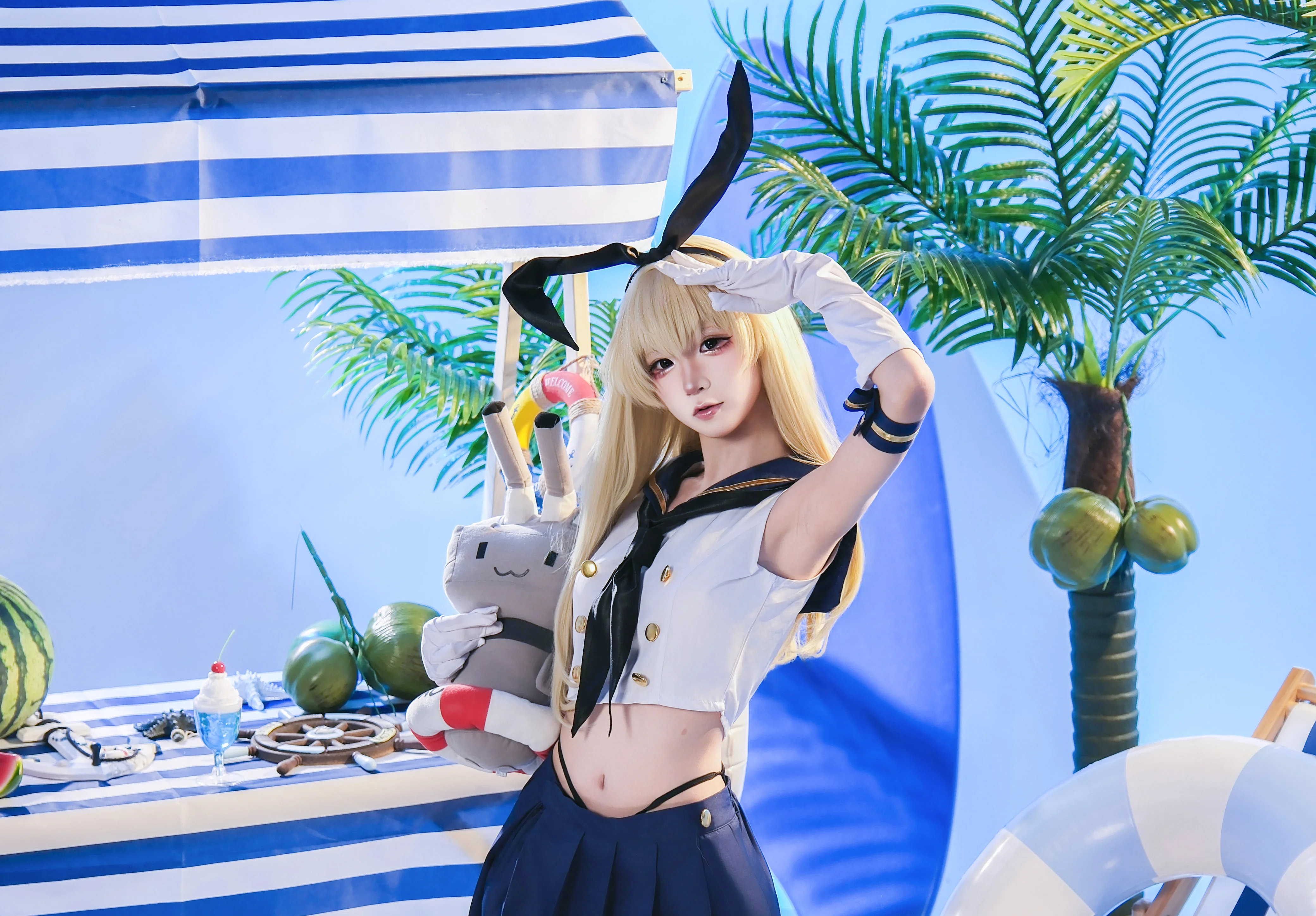 【岛风cos】舰队collection 泳装派对，一起去玩水吧 - 第5张
