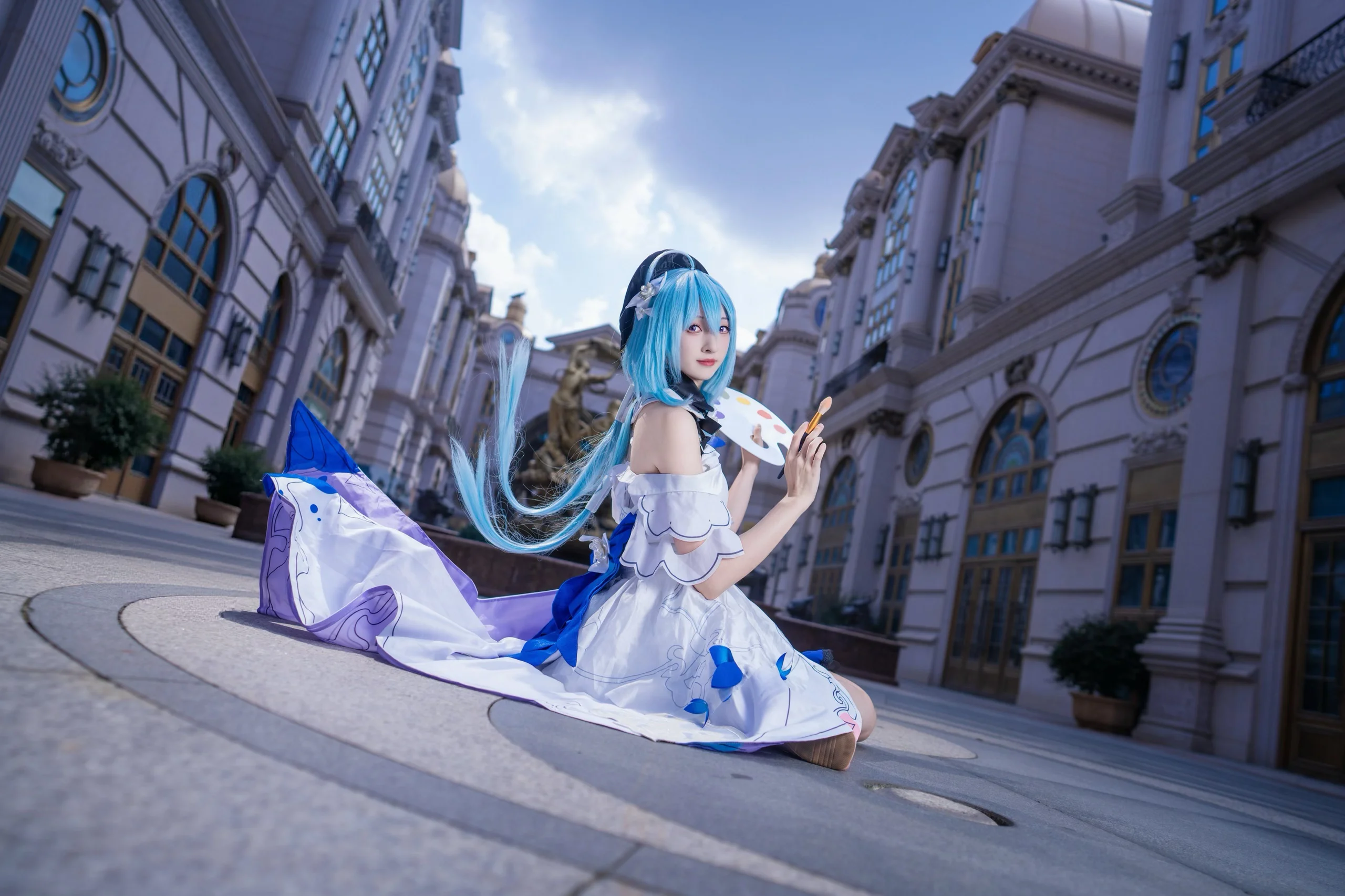 【グレーシュ コスプレ】崩壊 3rd、欧風建築のドームの下で筆を振るう - 2 枚目