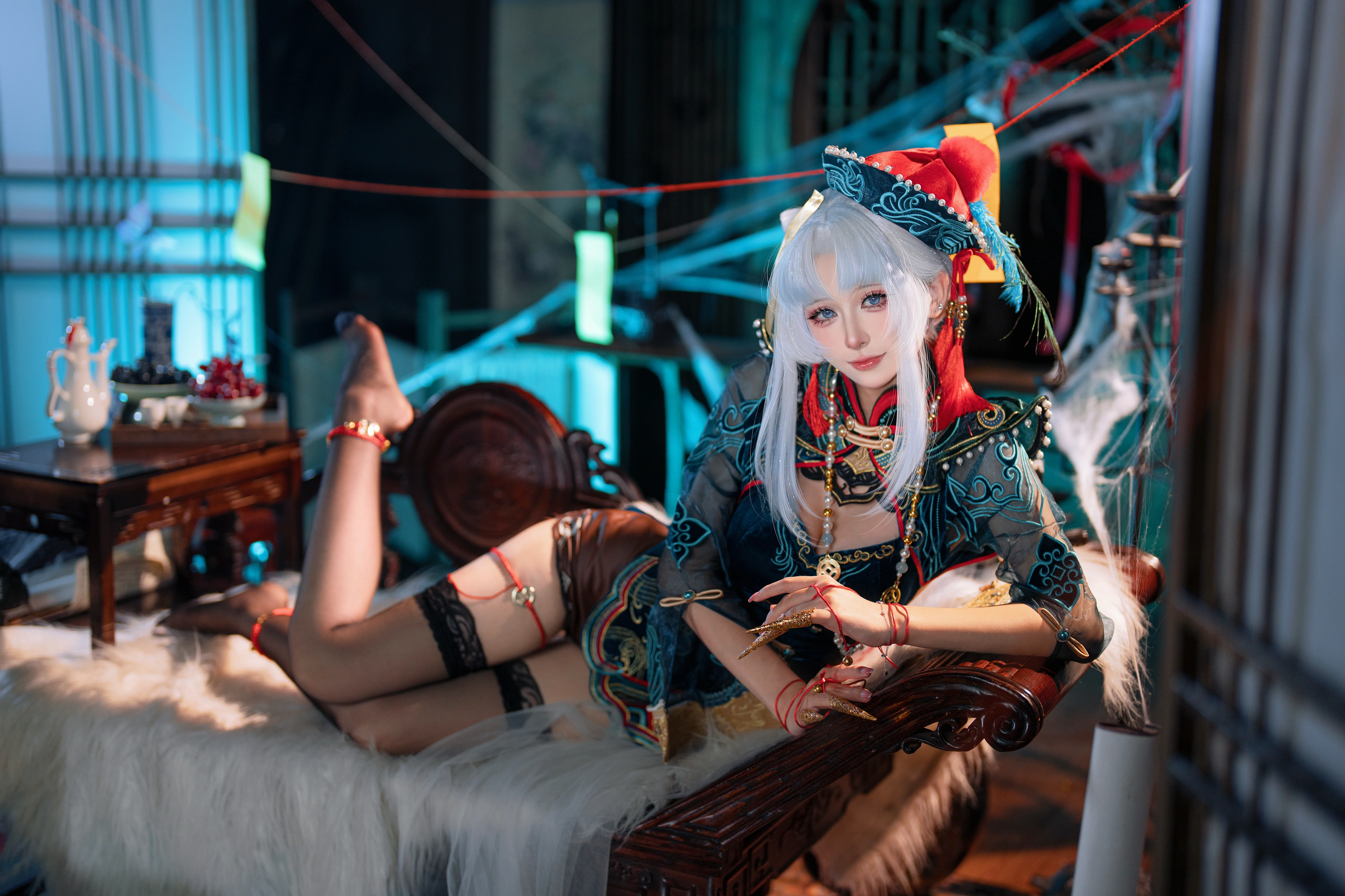 【玉玲珑cos】墨行衣配红绳，神秘氛围感拉满 - 第 4 张