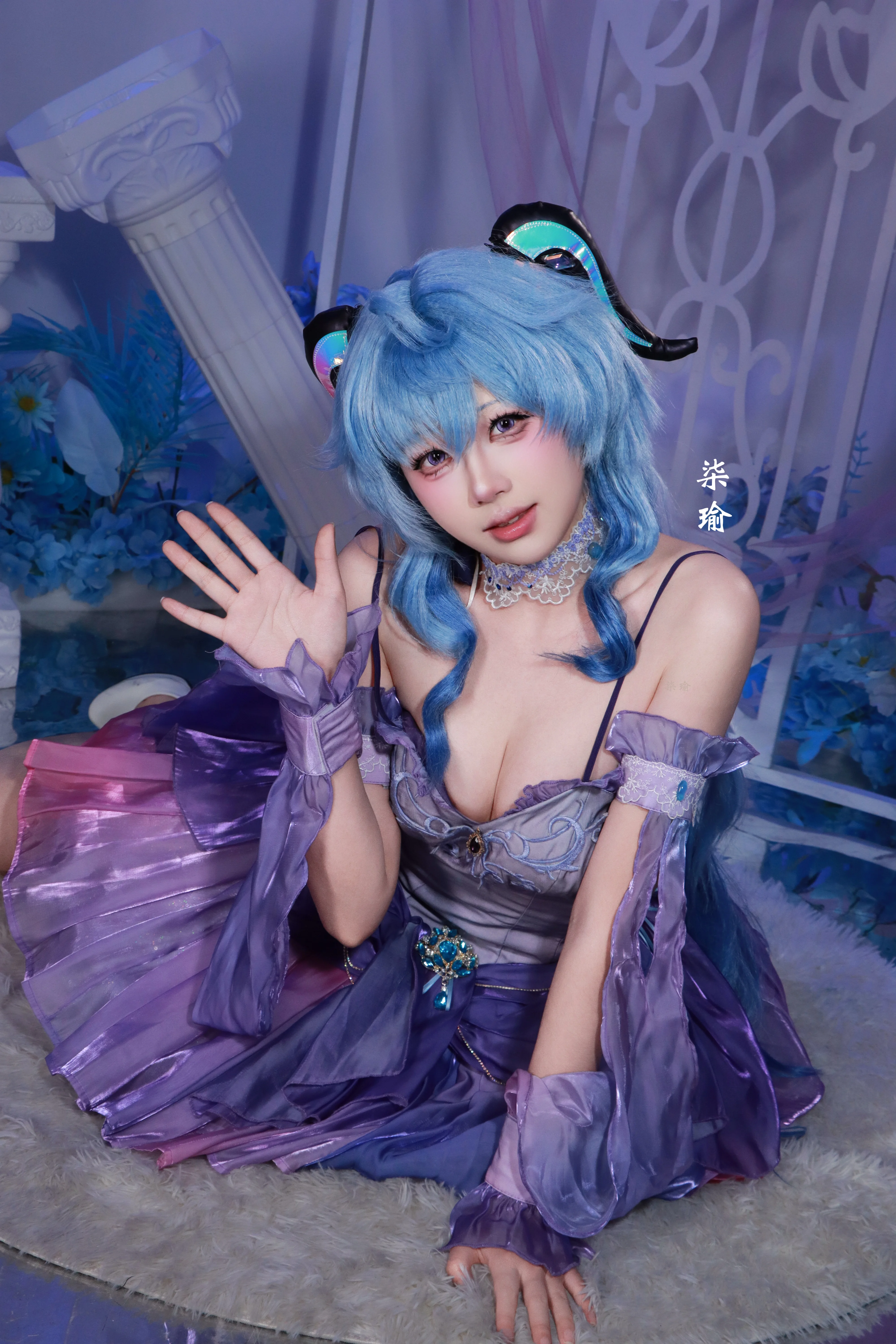 【甘雨cos】蓝发与紫裙的璃月仙麟