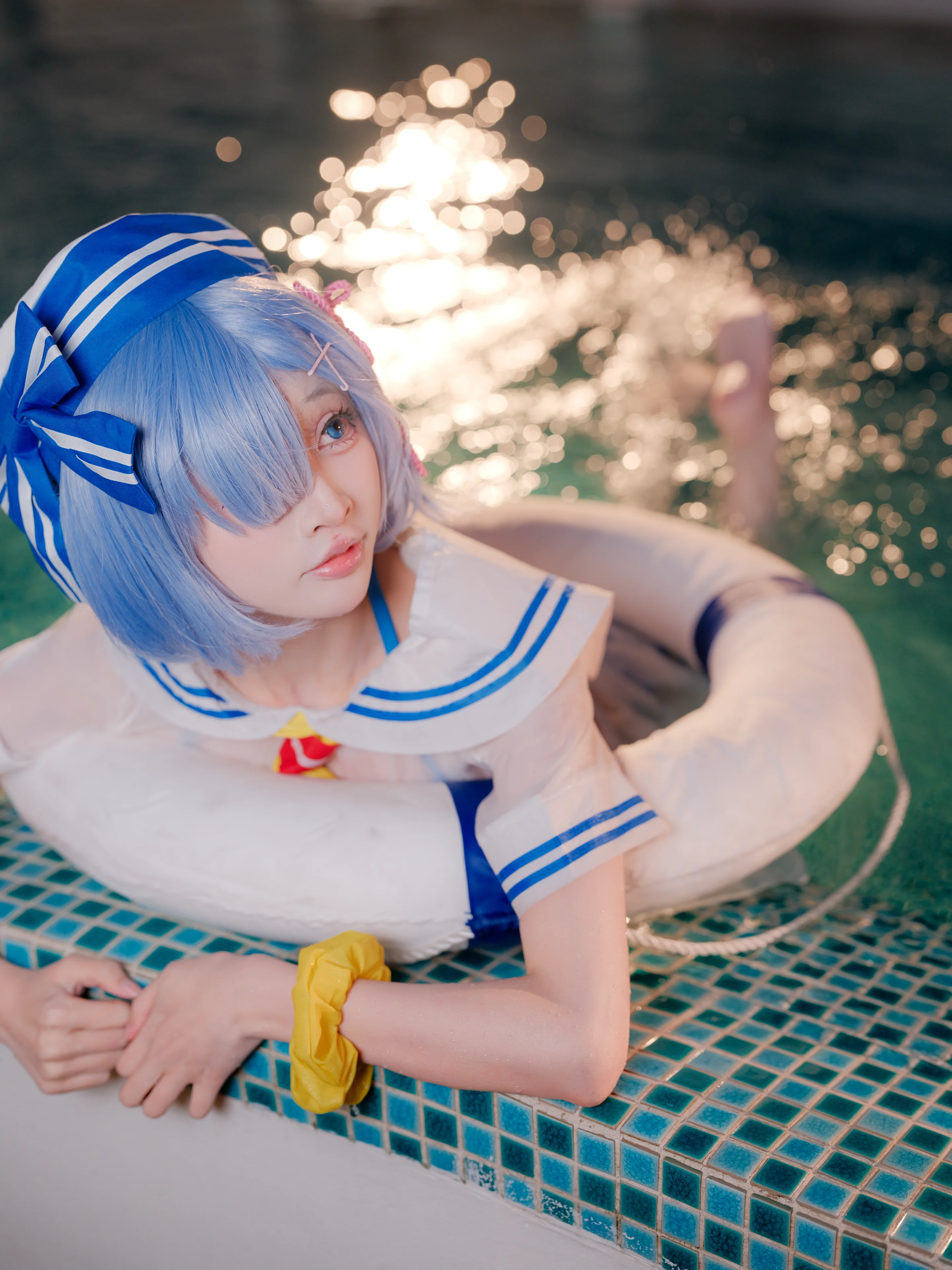 【蕾姆cos】從零開始的異世界生活，夏日泳池派對的水手服時光 - 第 5 張