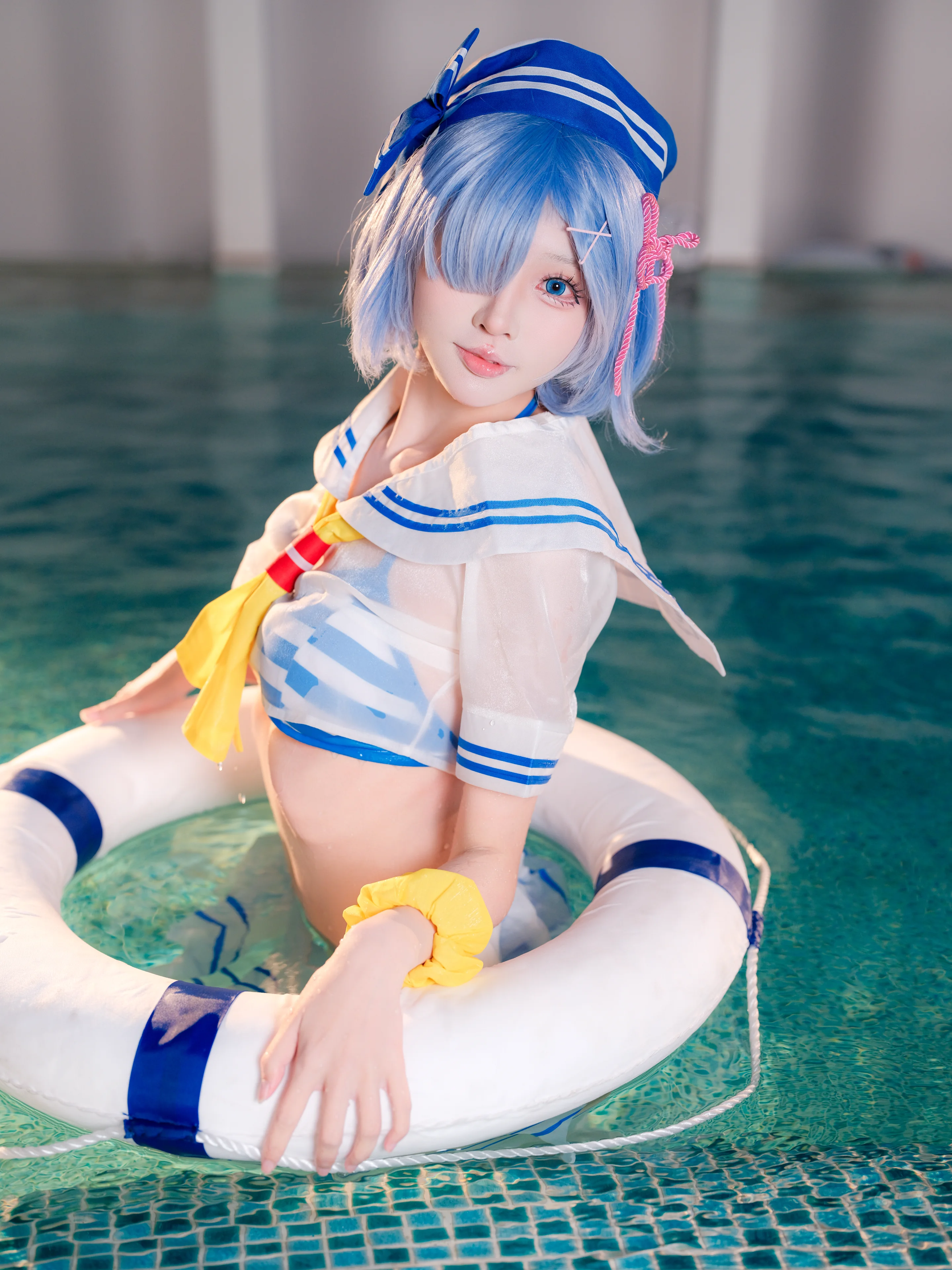 【蕾姆cos】從零開始的異世界生活，夏日泳池派對的水手服時光 - 第 6 張