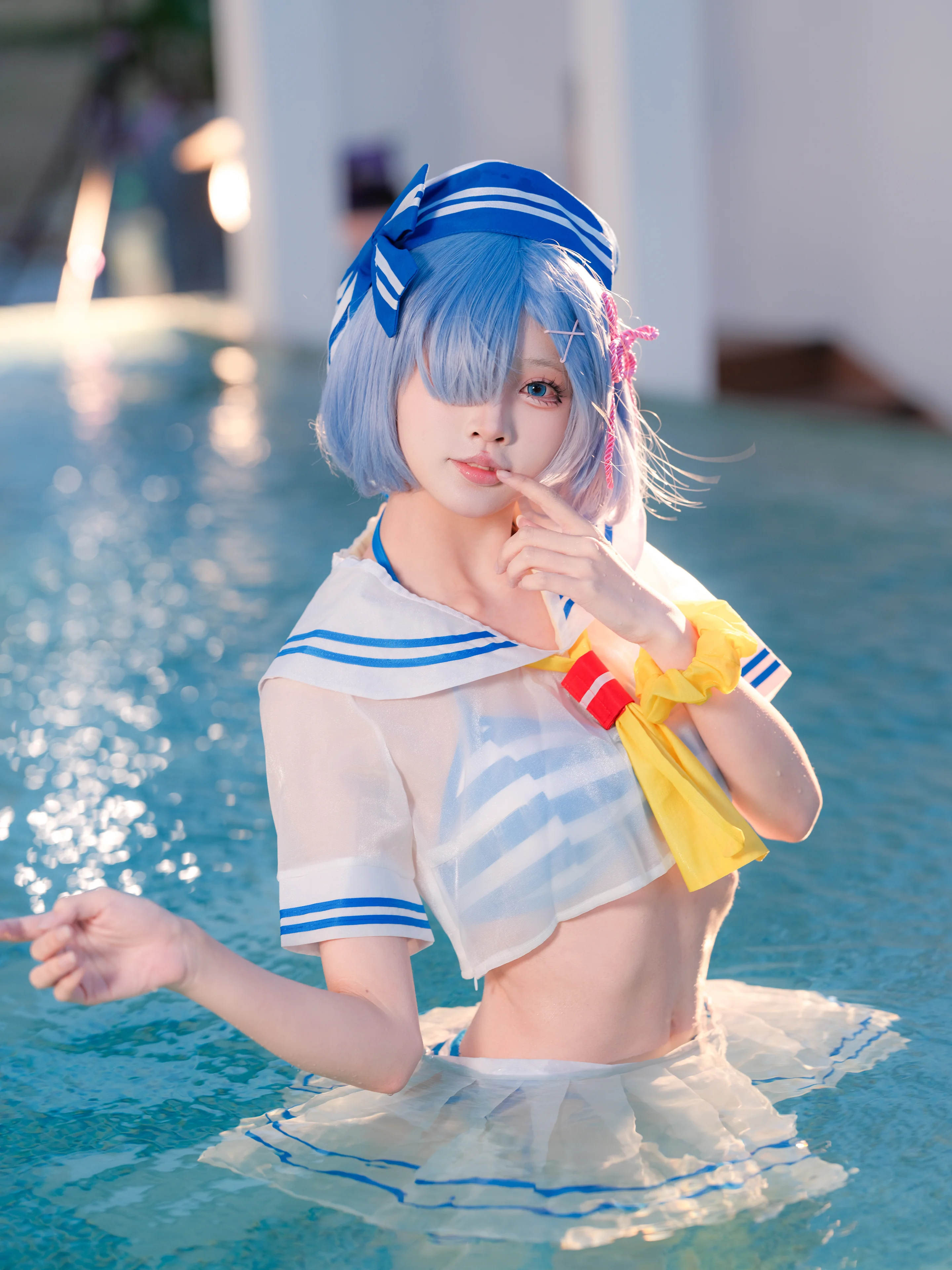 【蕾姆cos】從零開始的異世界生活，夏日泳池派對的水手服時光 - 第 7 張