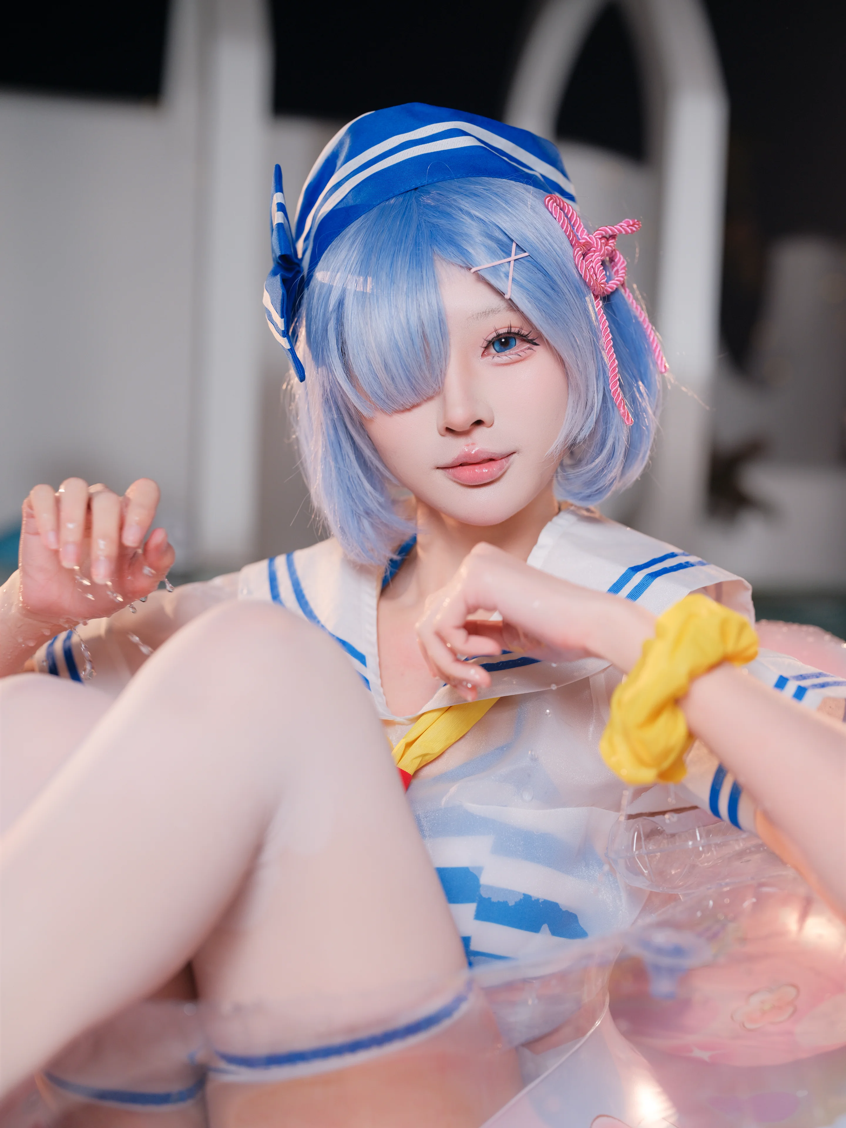 【蕾姆cos】從零開始的異世界生活，夏日泳池派對的水手服時光 - 第 8 張