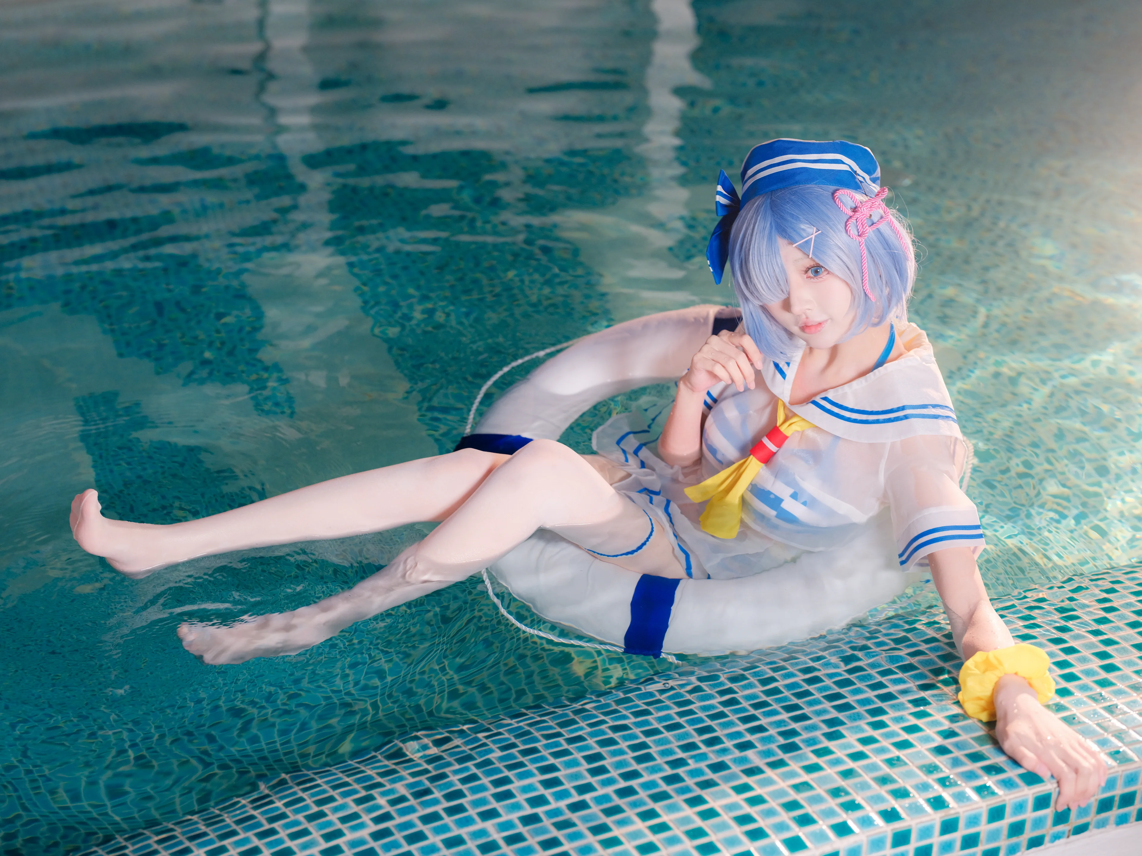 【蕾姆cos】從零開始的異世界生活，夏日泳池派對的水手服時光 - 第 9 張