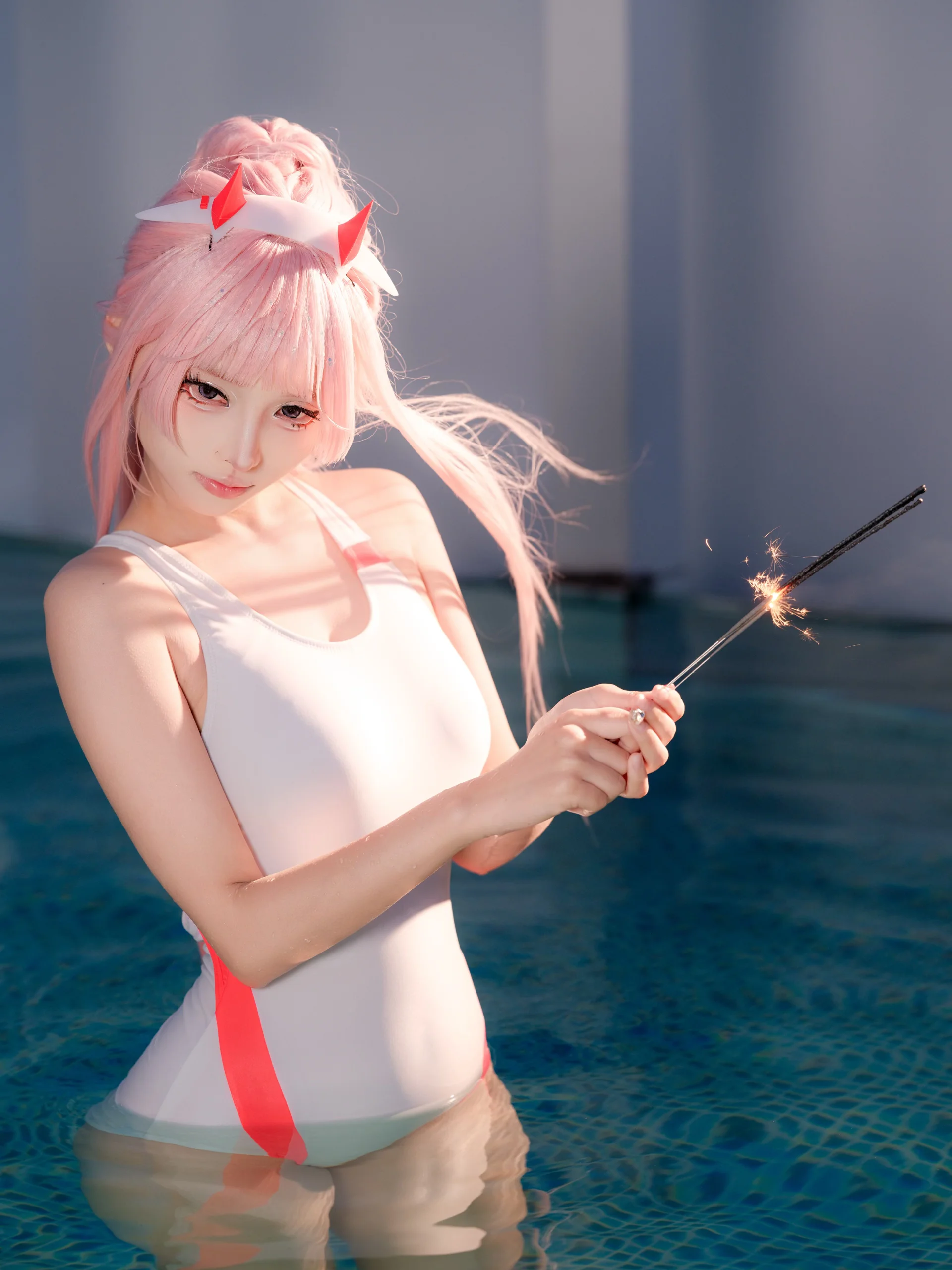 【02cos】国家队泳装，夏日泳池边的粉红回忆 - 第 3 张