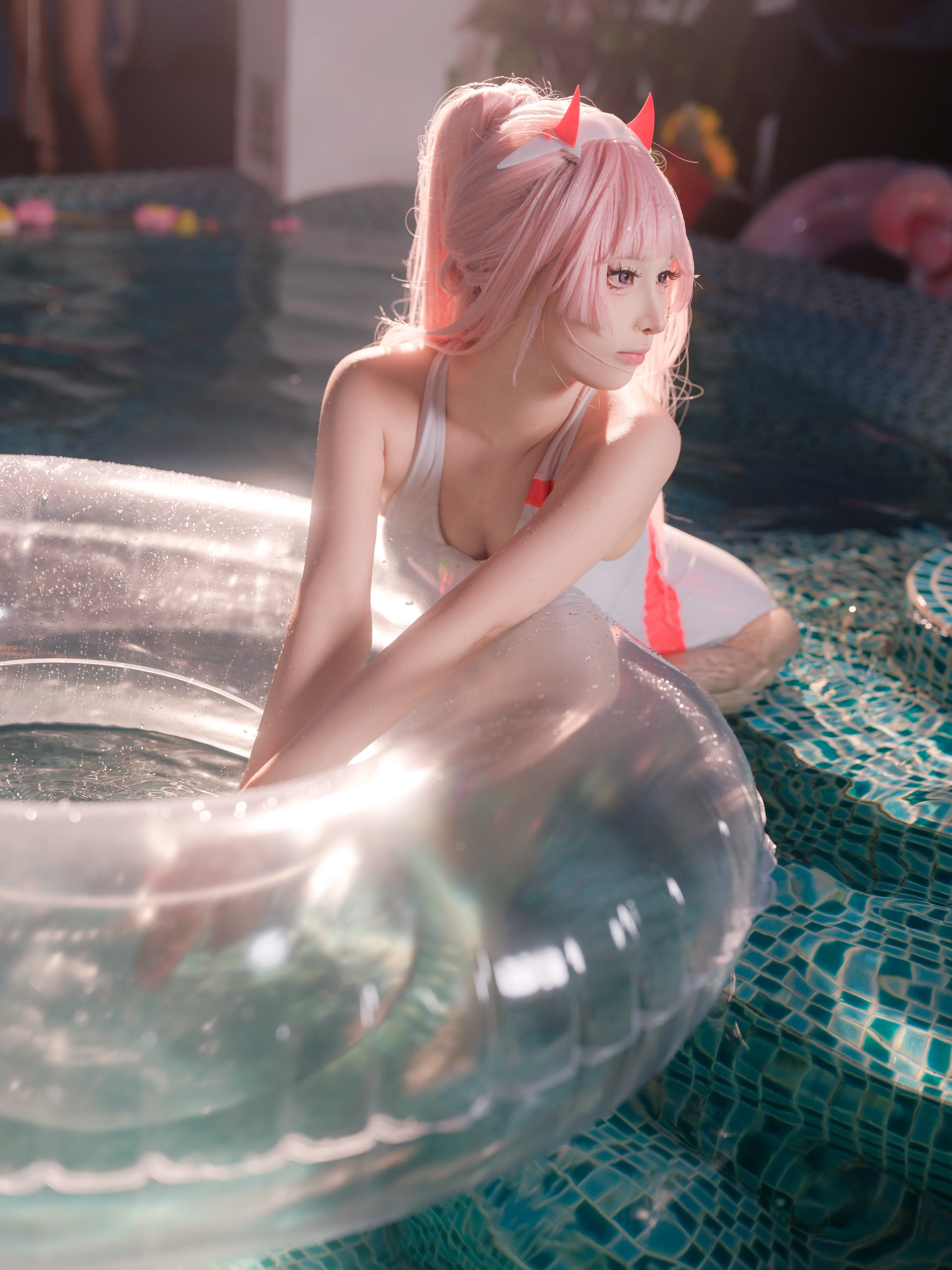 【02cos】国家队泳装，夏日泳池边的粉红回忆 - 第 4 张