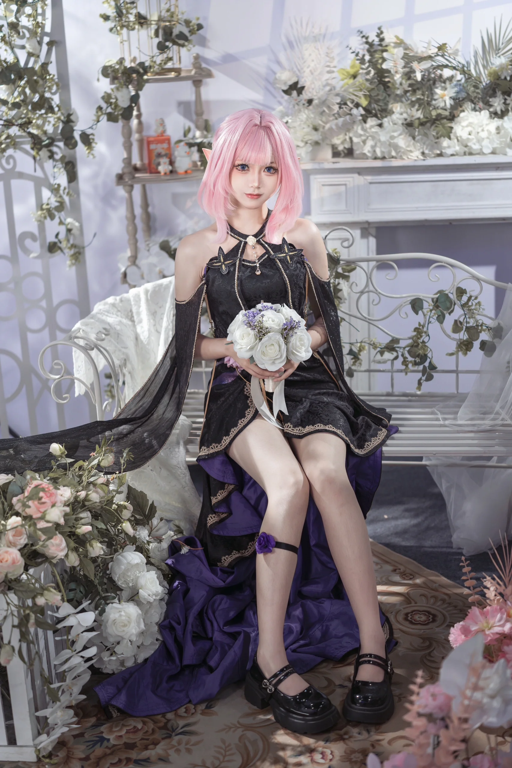 [Elysia Cosplay] The Pink Elf at Firefly Comic Con — The Texture of This Black and Purple Dress Is Absolute Perfection