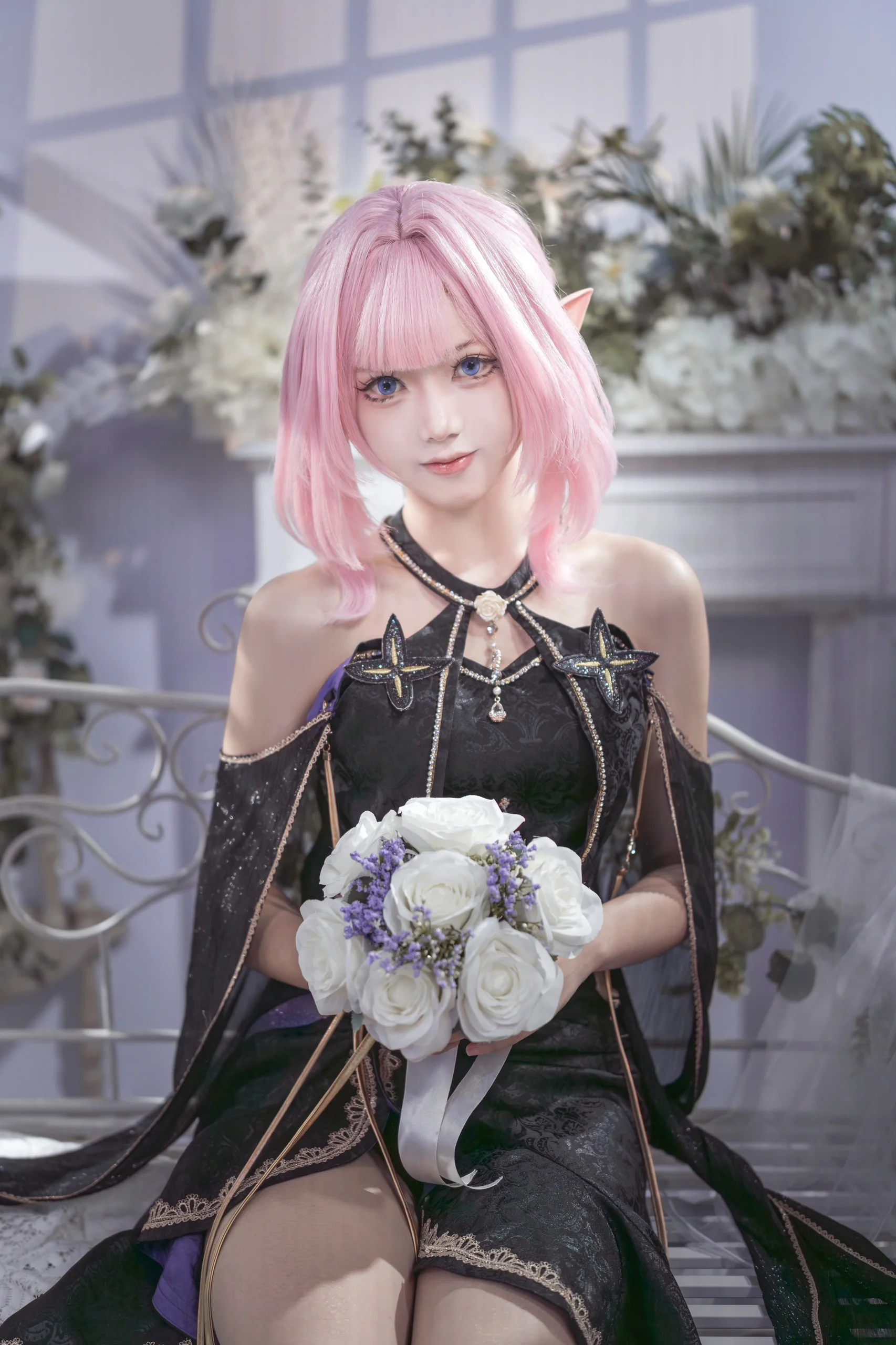 【エリシア コスプレ】蛍火虫アニフェスに舞い降りたピンクの妖精、この黒紫のドレスの質感が最高すぎる - 3 枚目