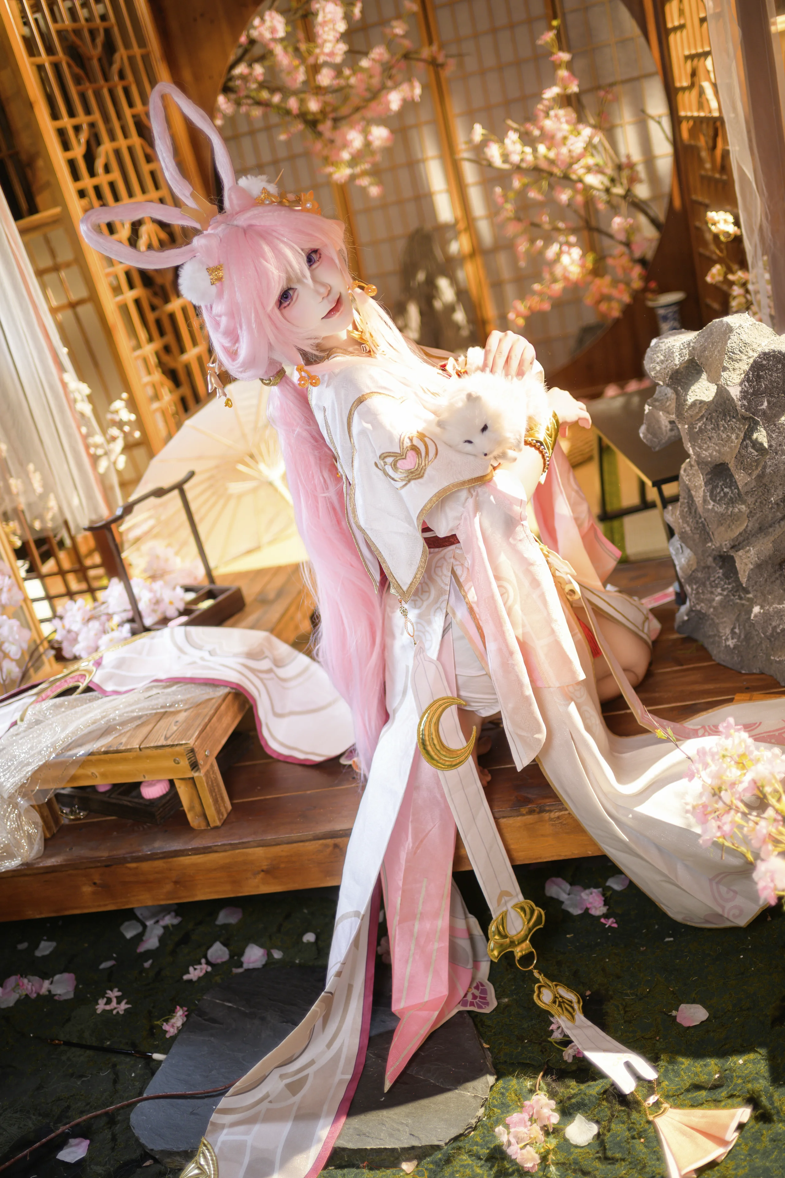 【エリシア コスプレ】崩壊 3rd「霽月嬋娟」、和風撮影スタジオで切り取った春の優しさ - 2 枚目
