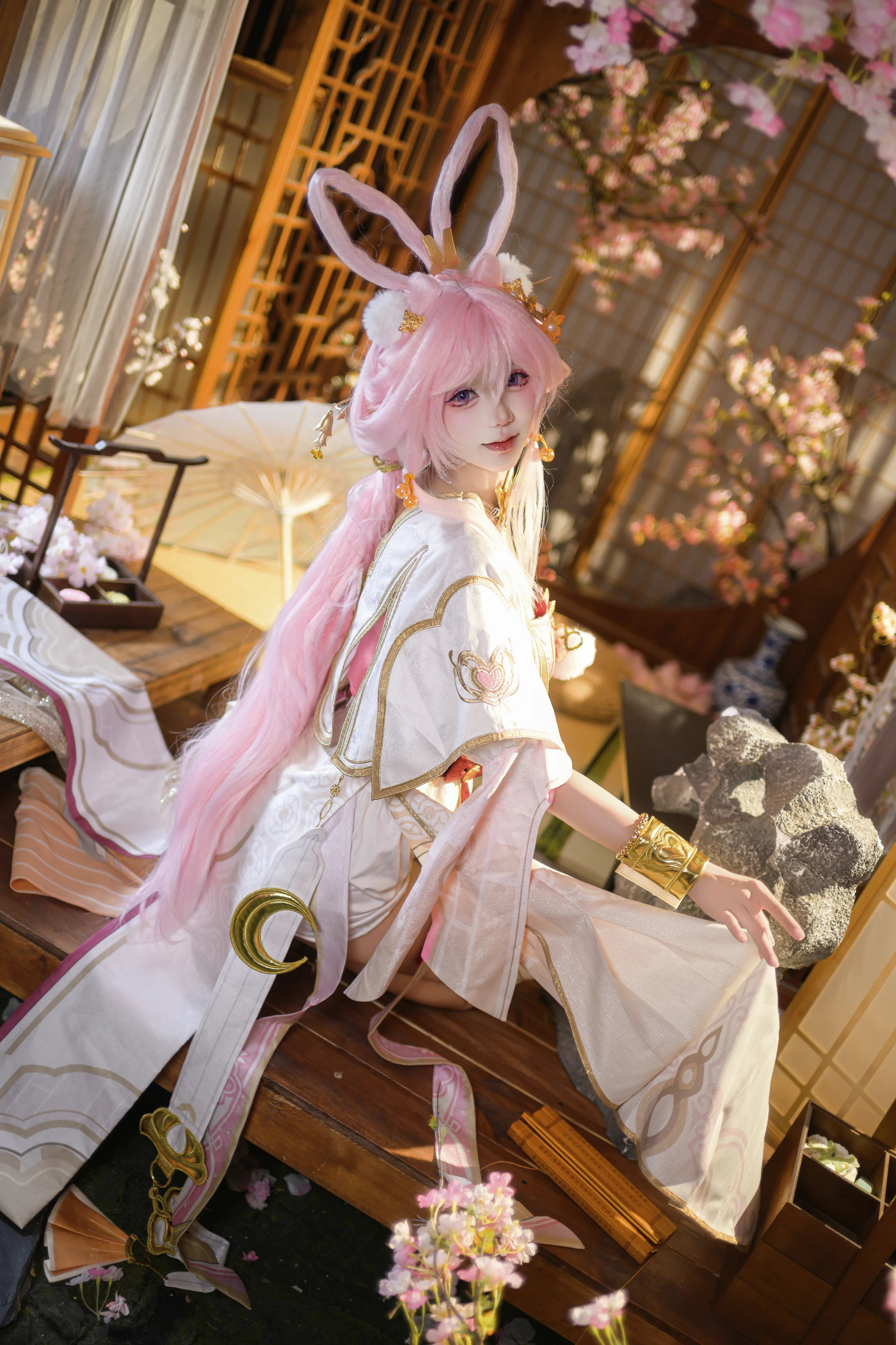 【エリシア コスプレ】崩壊 3rd「霽月嬋娟」、和風撮影スタジオで切り取った春の優しさ - 3 枚目