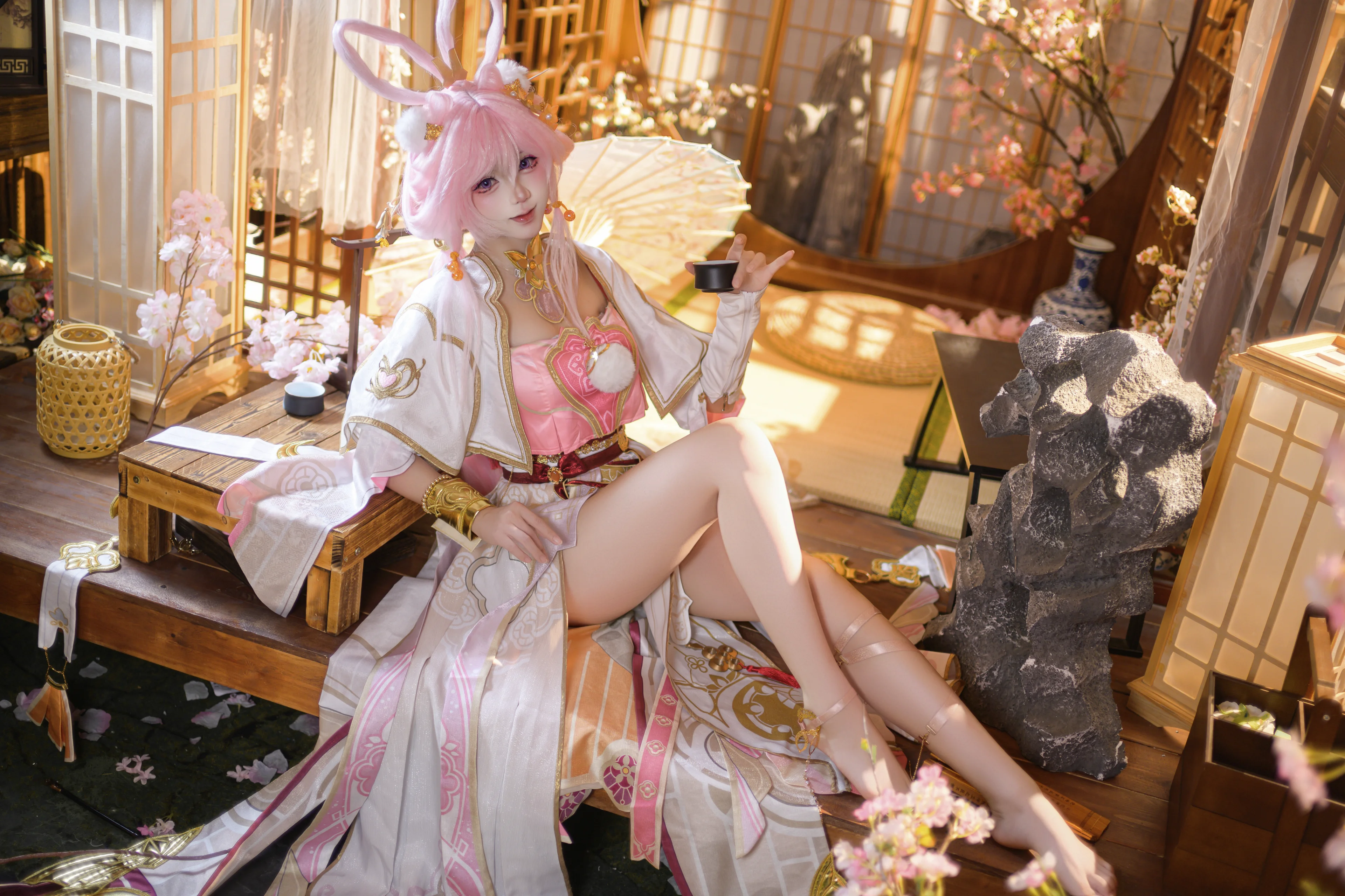 【エリシア コスプレ】崩壊 3rd「霽月嬋娟」、和風撮影スタジオで切り取った春の優しさ - 4 枚目