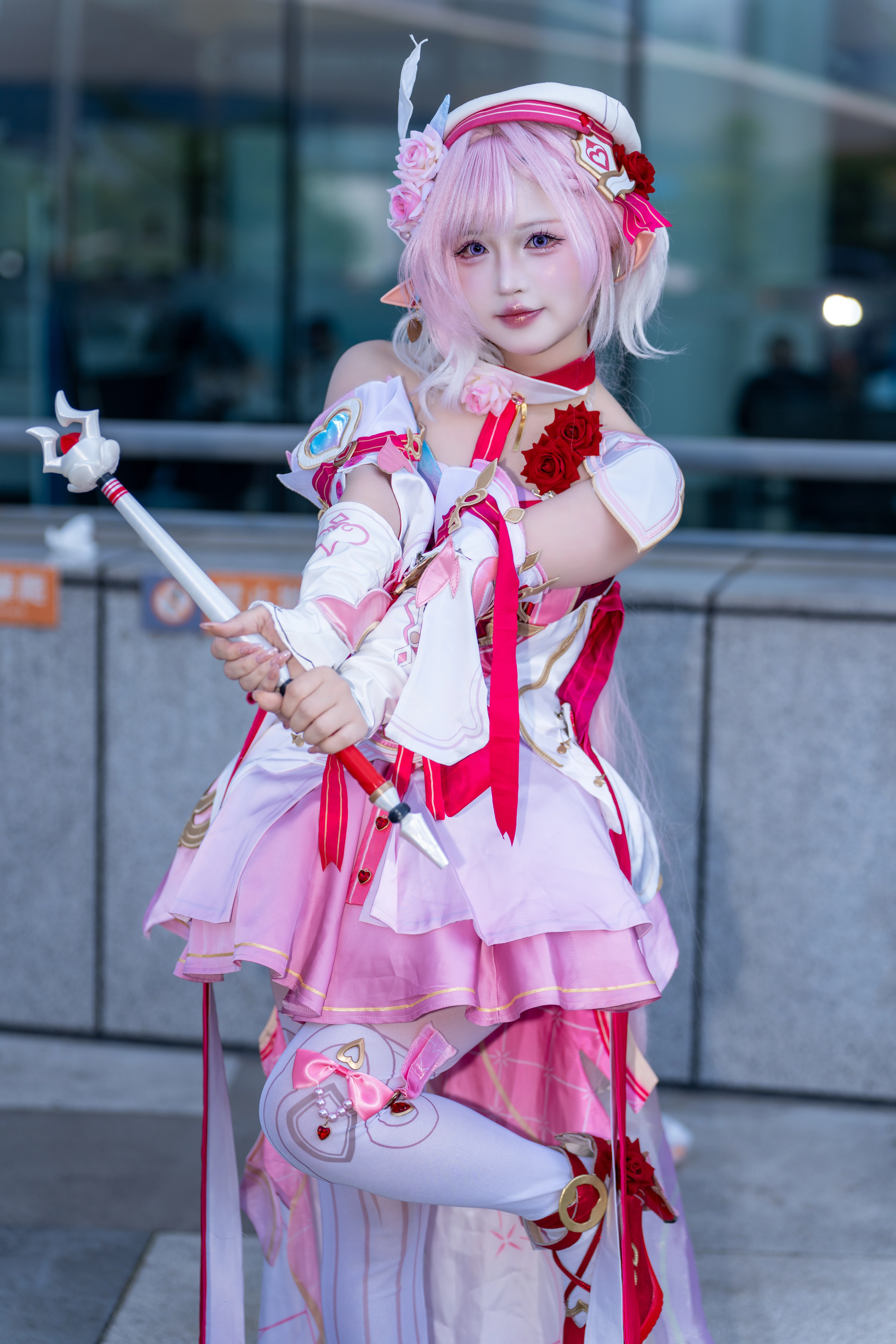 【エリシア コスプレ】崩壊3rdのピンクの愛の神が降臨