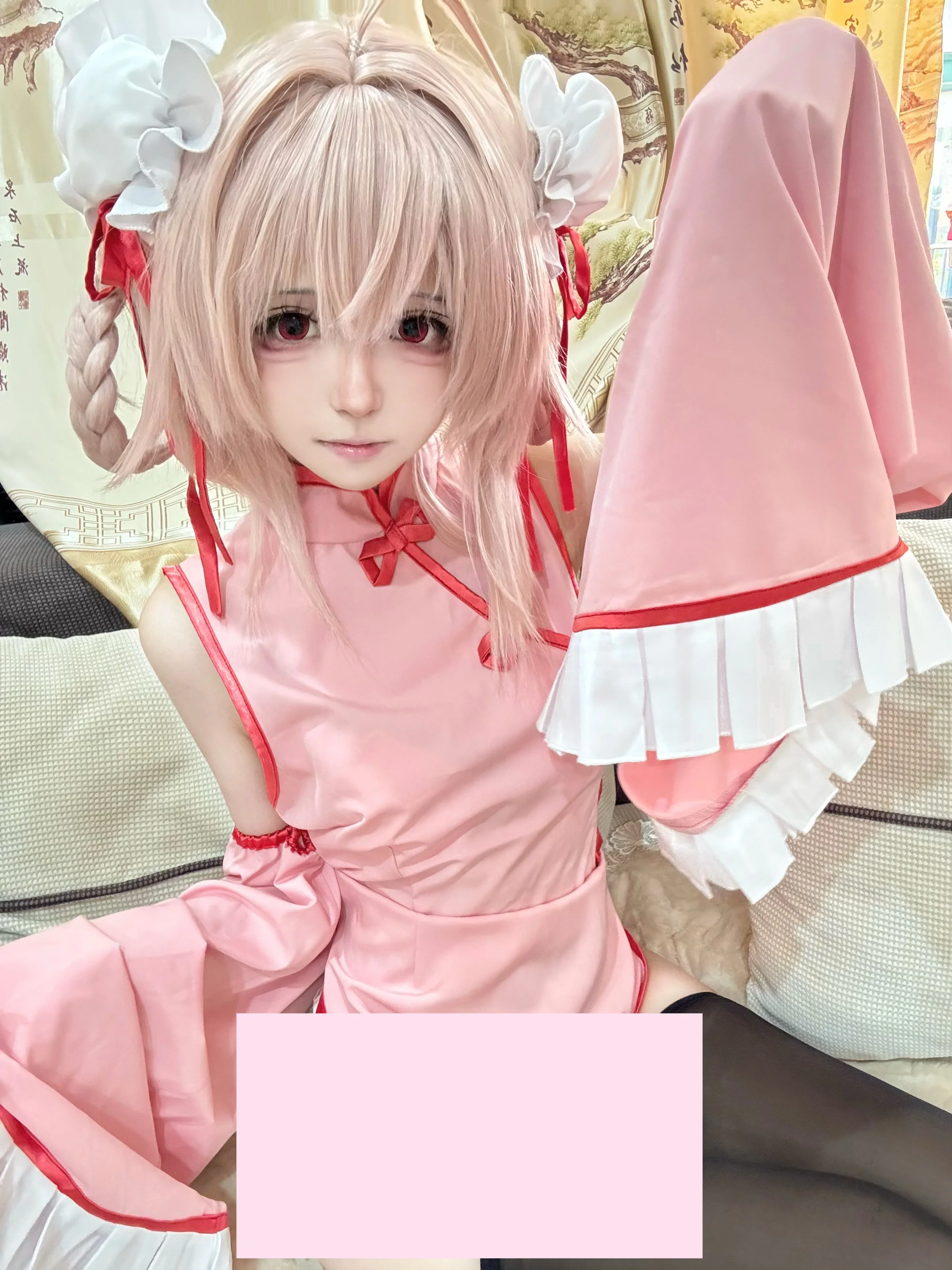 【柚鸟夏cos】蔚蓝档案里的粉嫩旗袍小夏