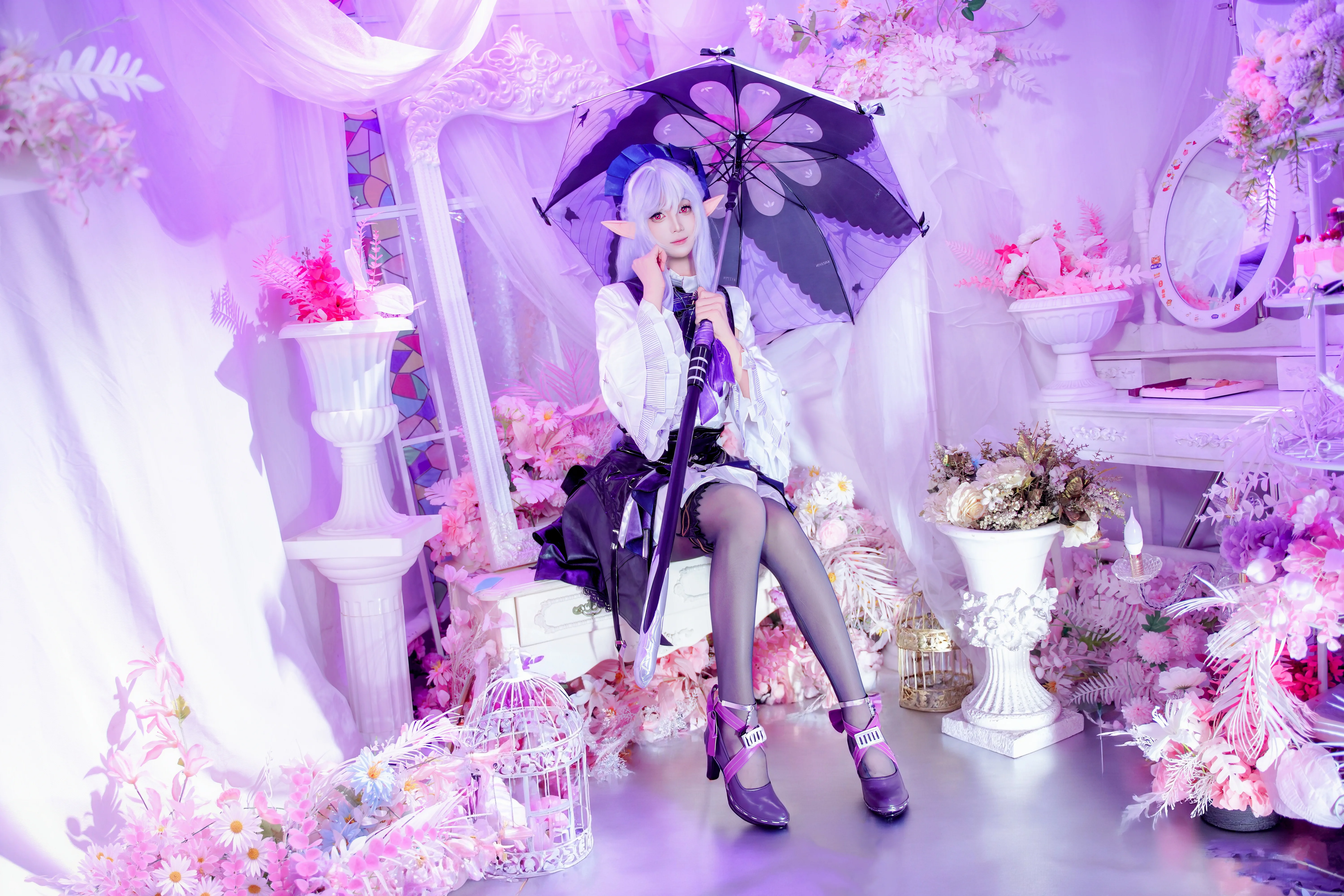 【薇薇安cos】紫色梦幻布景中的精灵少女 - 第 2 张