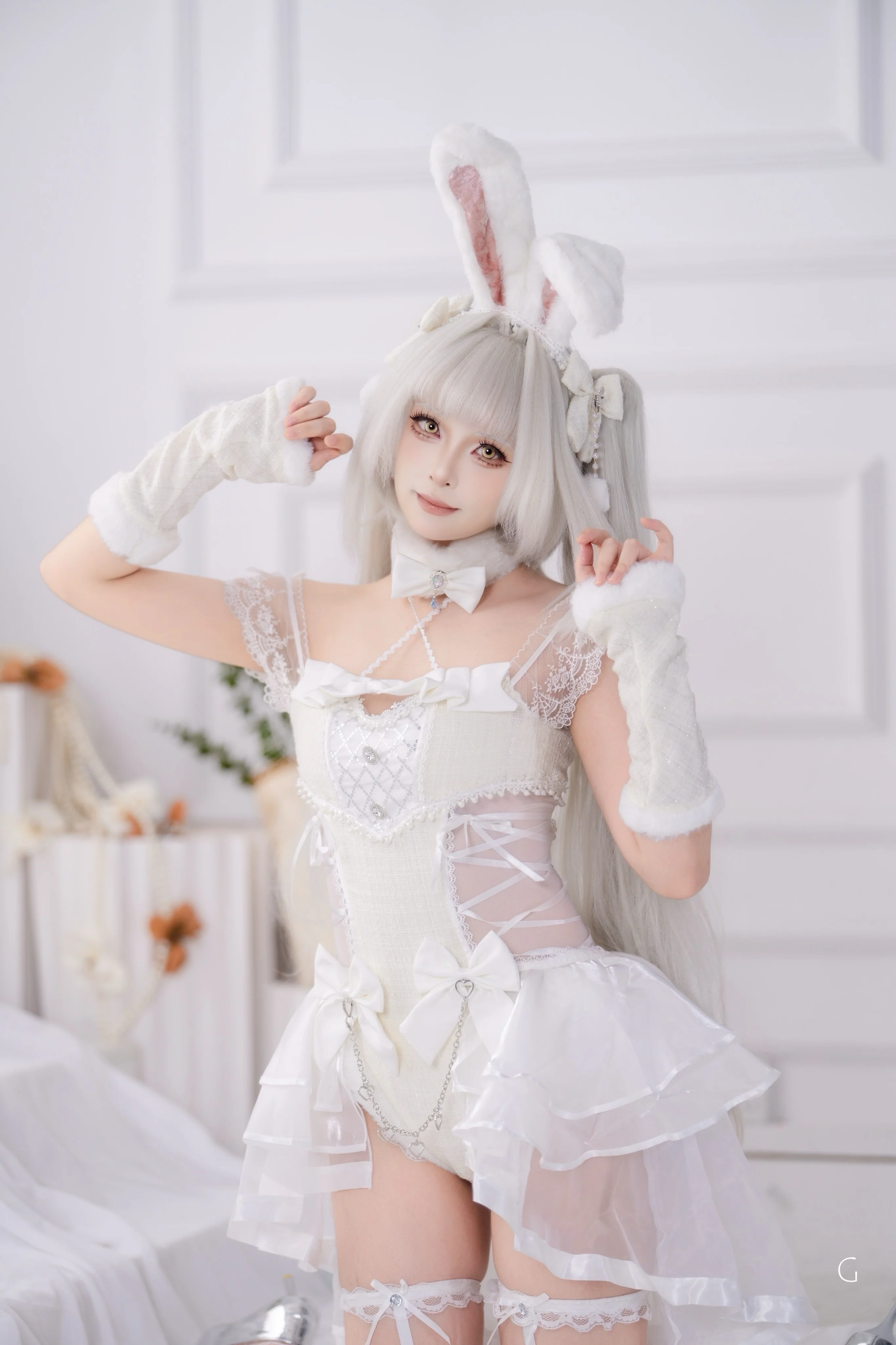 【白兔布兰儿cos】妮姬中的纯白幸运兔兔 - 第4张