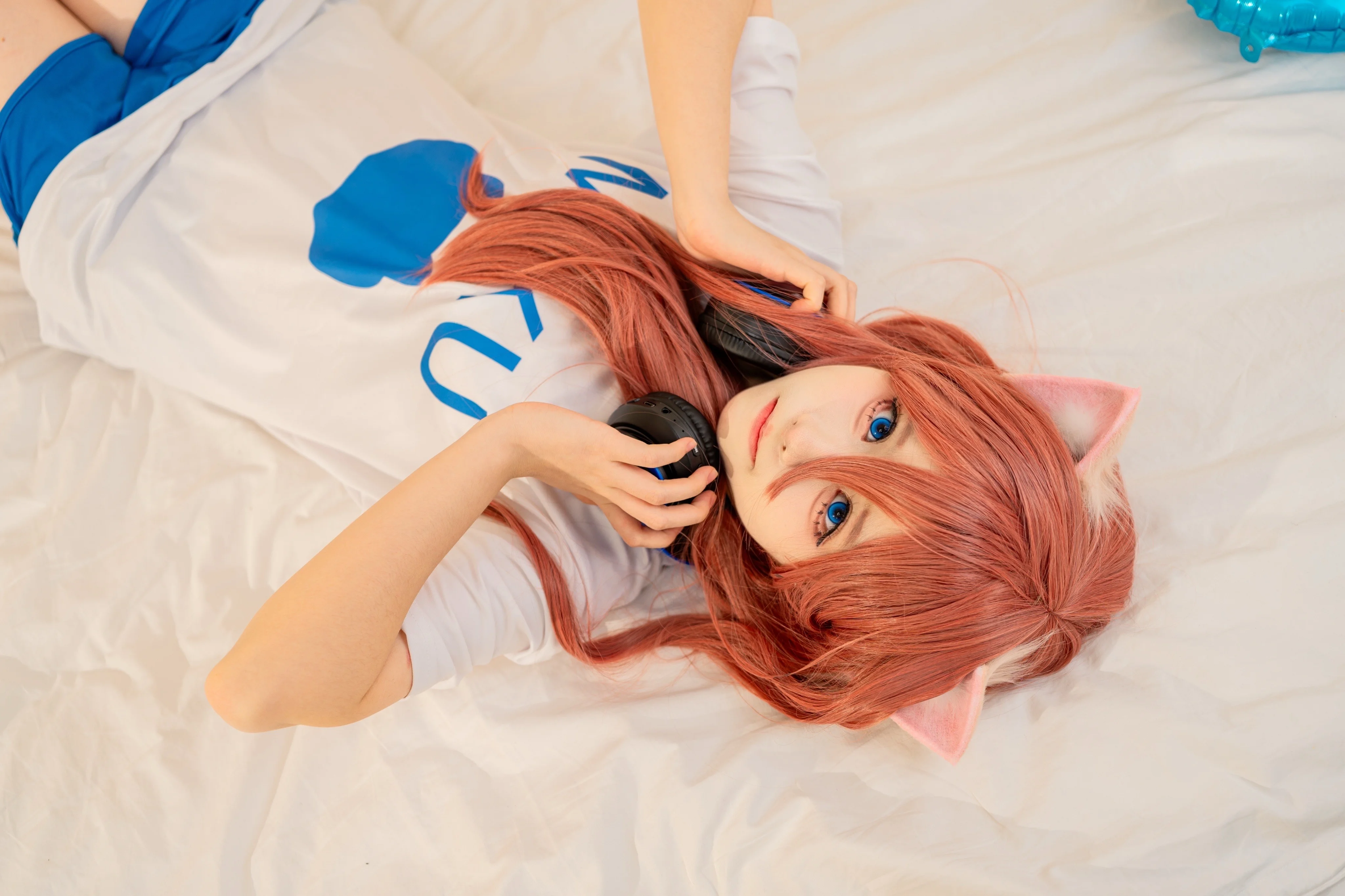 【中野三玖 コスプレ】五等分の花嫁の部屋着猫耳ヘッドホン少女 - 1 枚目